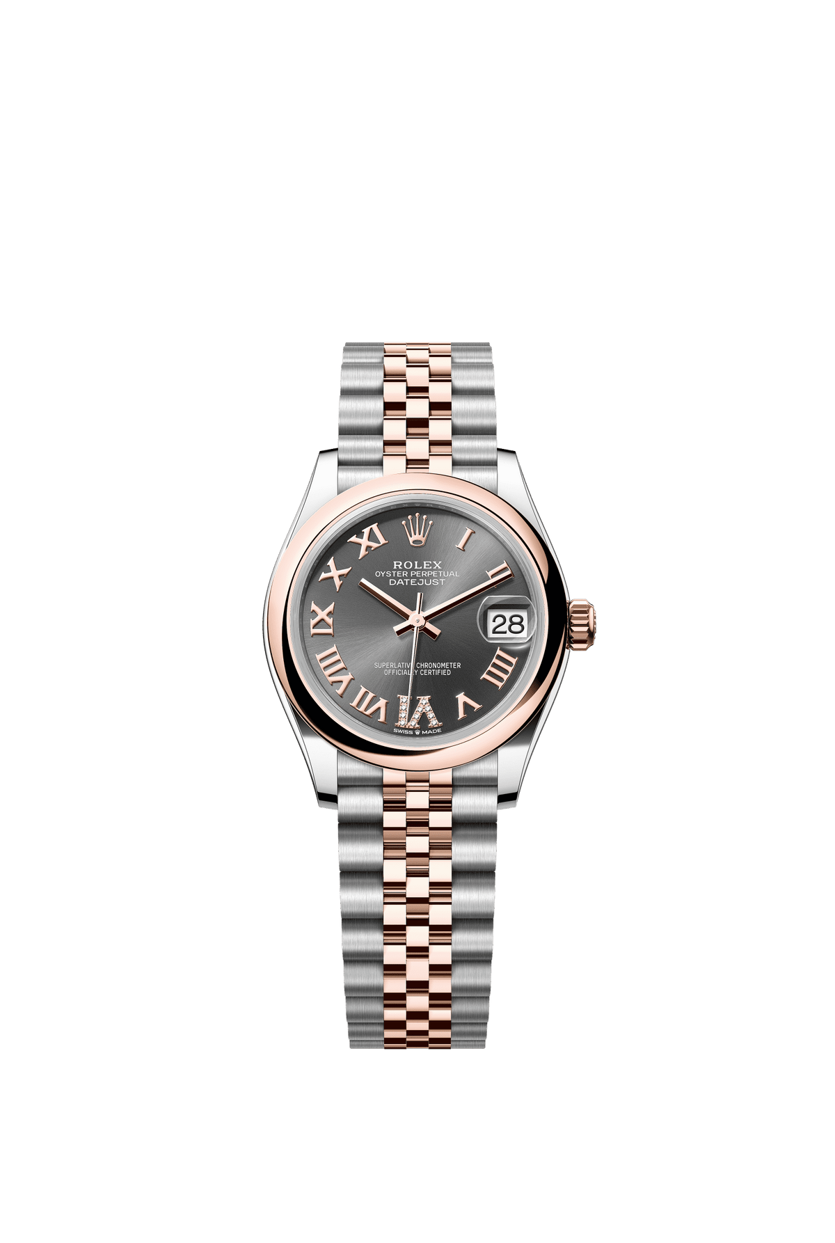 Rolex Datejust 31mm Slate Diamond Dial Oystersteel &amp; Everose Gold 278241 - WATCHXNYC