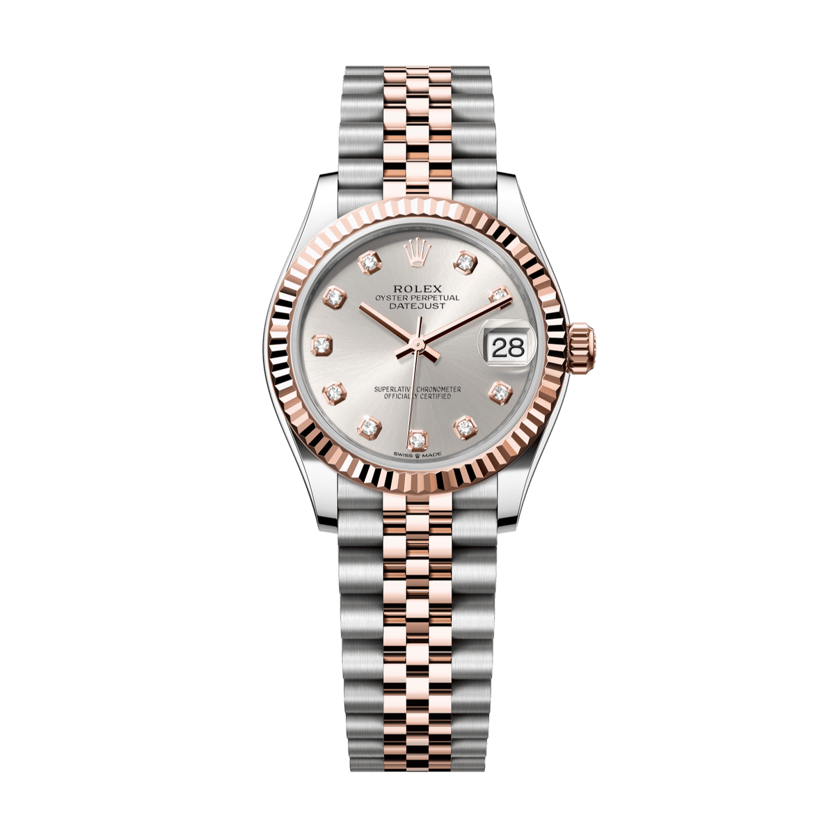 Rolex Datejust 31mm Silver Diamond Dial Oystersteel &amp; Everose Gold 278271-0016 - WATCHXNYC