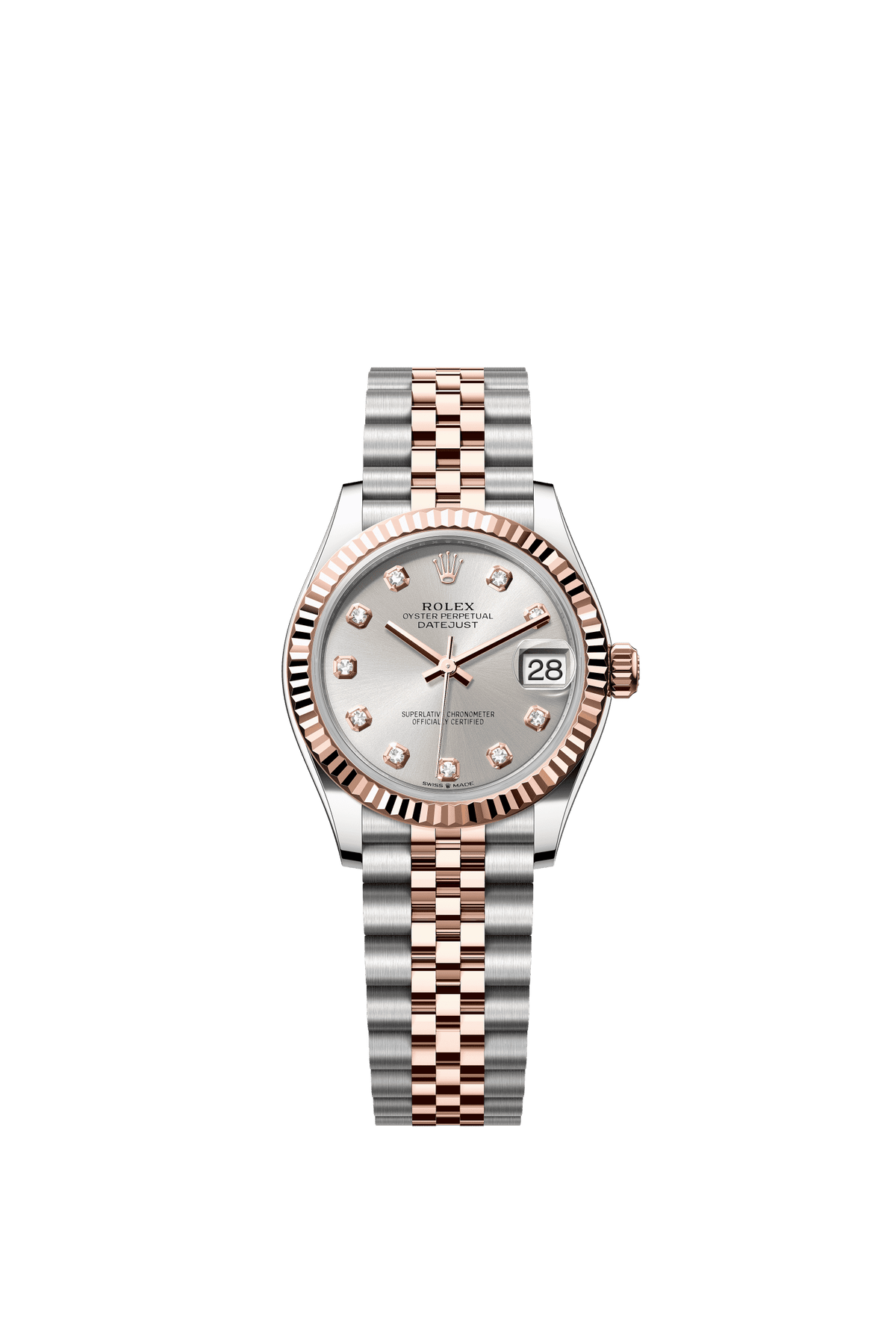 Rolex Datejust 31mm Silver Diamond Dial Oystersteel &amp; Everose Gold 278271 - WATCHXNYC