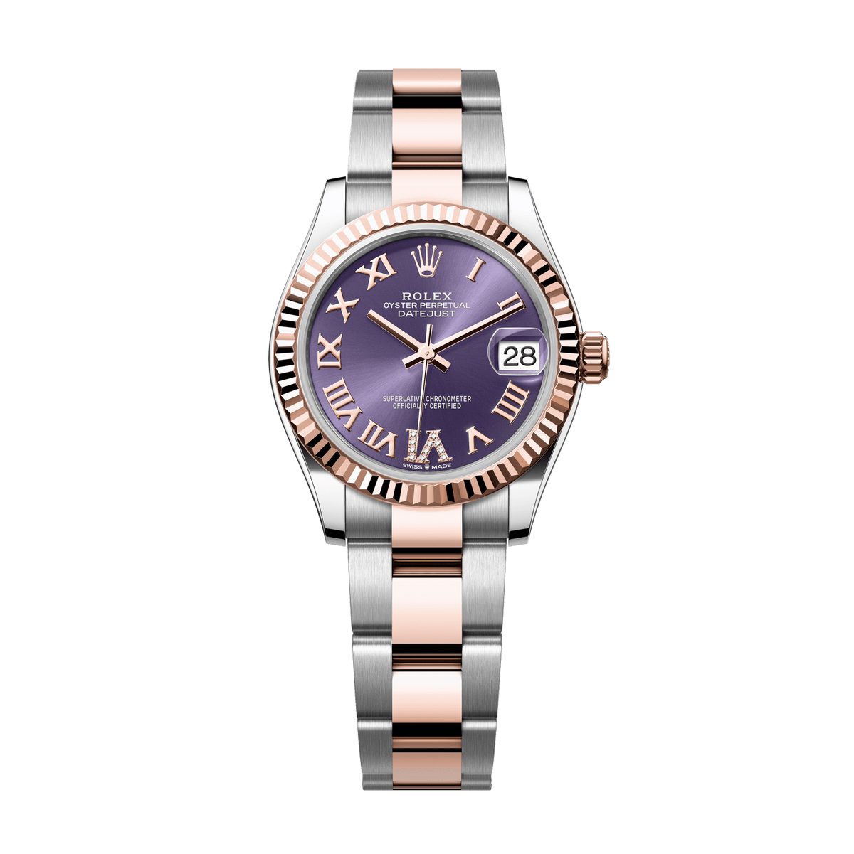 Rolex Datejust 31mm Aubergine Diamond Dial Oystersteel &amp; Everose Gold 278271-0019 - WATCHXNYC