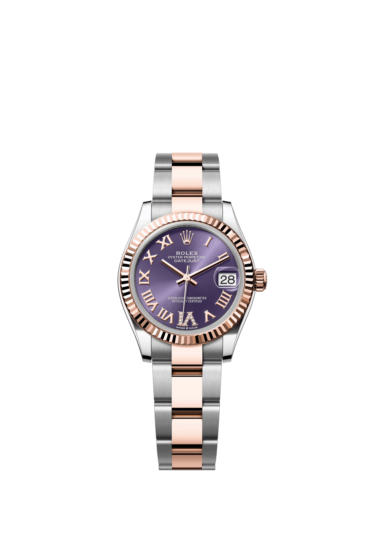 Rolex Datejust 31mm Aubergine Diamond Dial Oystersteel &amp; Everose Gold 278271 - WATCHXNYC