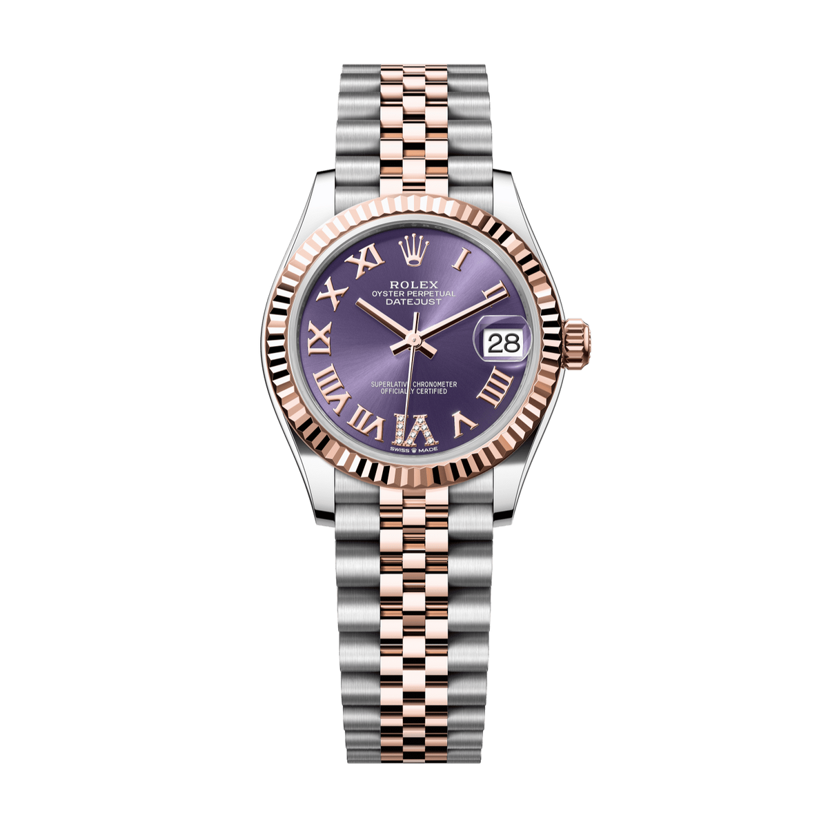 Rolex Datejust 31mm Aubergine Diamond Dial Oystersteel &amp; Everose Gold 278271-0020 - WATCHXNYC