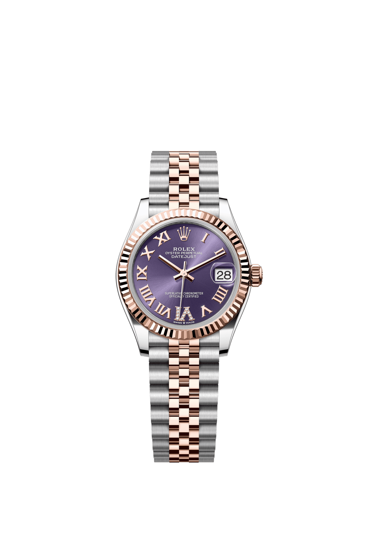 Rolex Datejust 31mm Aubergine Diamond Dial Oystersteel &amp; Everose Gold 278271 - WATCHXNYC