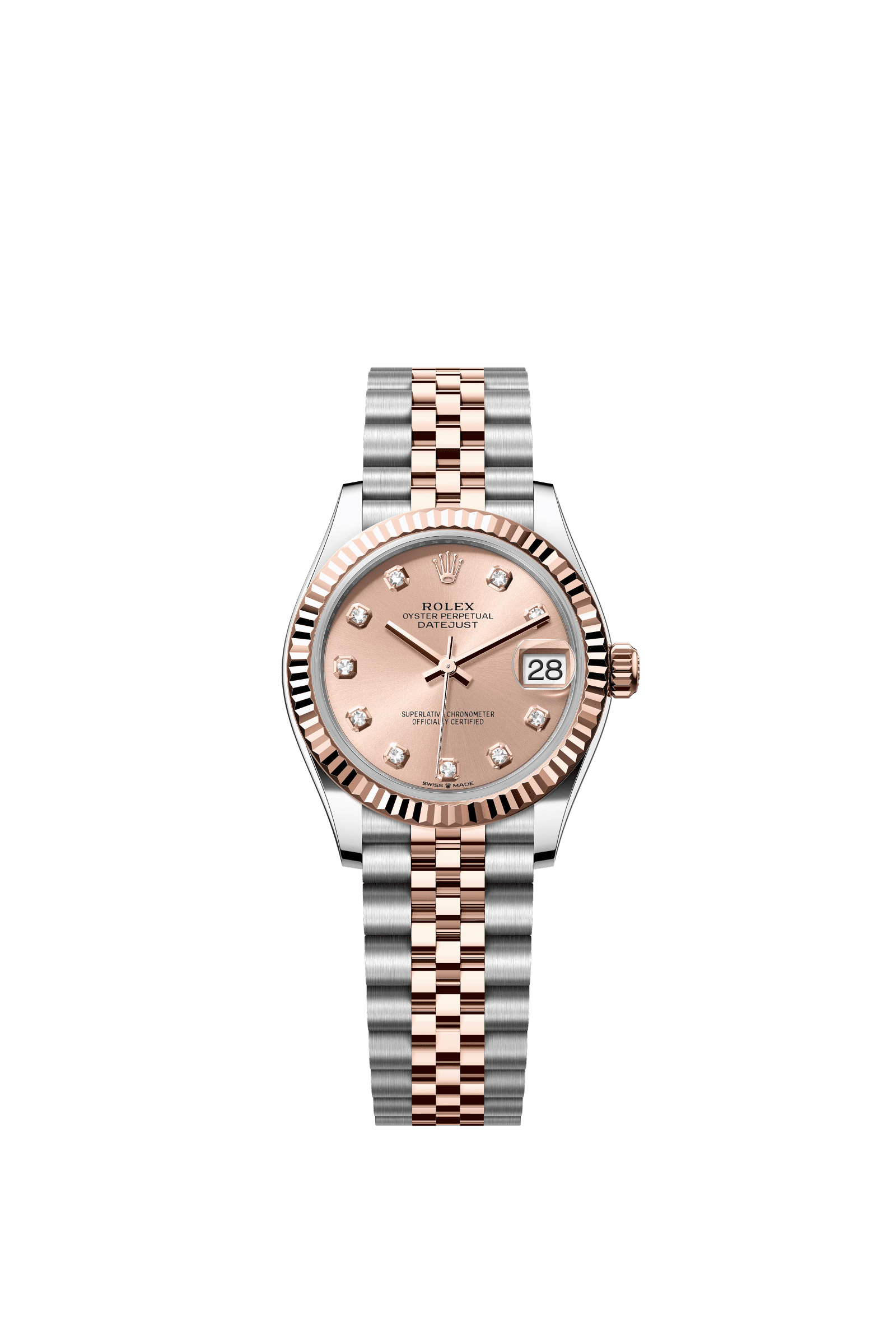 Rolex Datejust 31mm Rosé Diamond Dial Oystersteel &amp; Everose Gold 278271 - WATCHXNYC