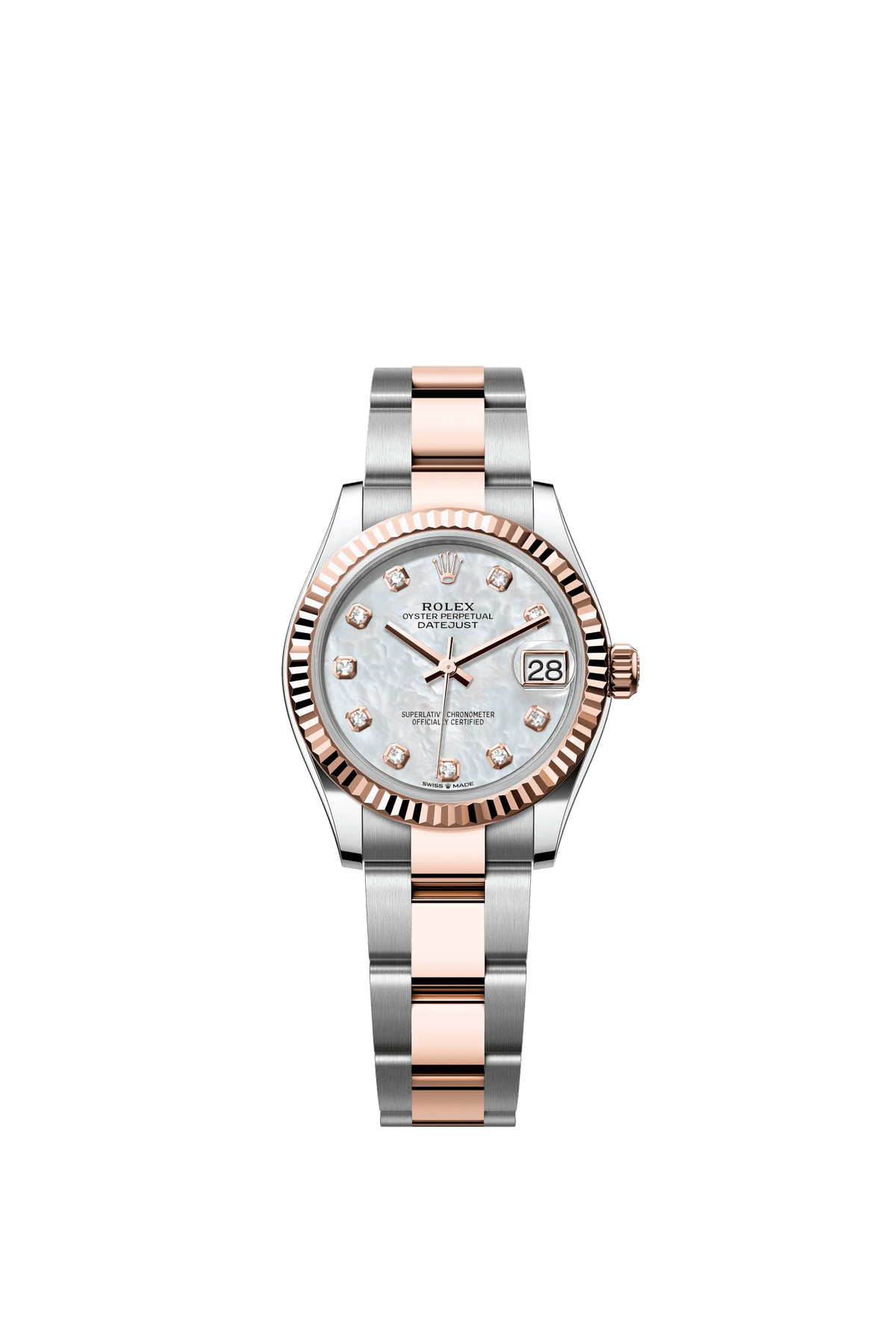 Rolex Datejust 31mm White Mother-Of-Pearl Diamond Dial Oystersteel &amp; Everose Gold 278271 - WATCHXNYC