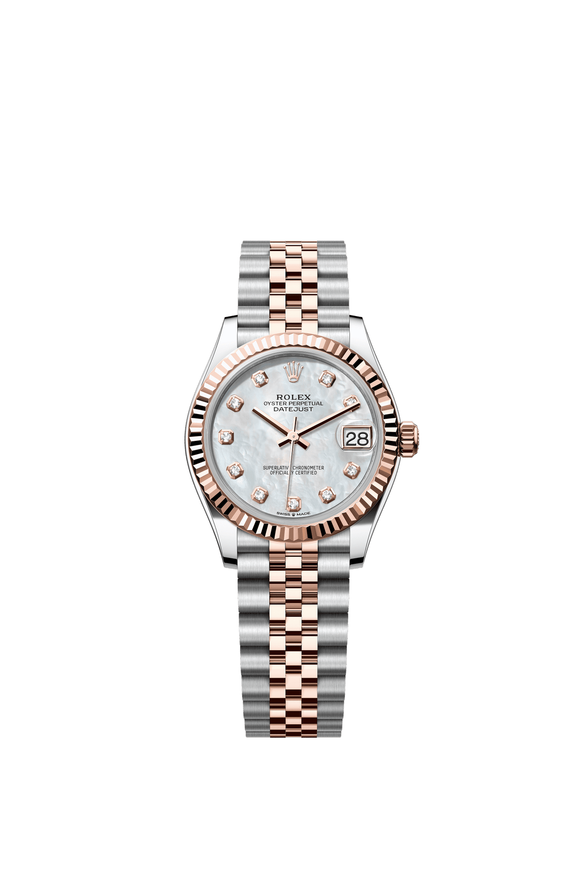 Rolex Datejust 31mm White Mother-Of-Pearl Diamond Dial Oystersteel &amp; Everose Gold 278271 - WATCHXNYC
