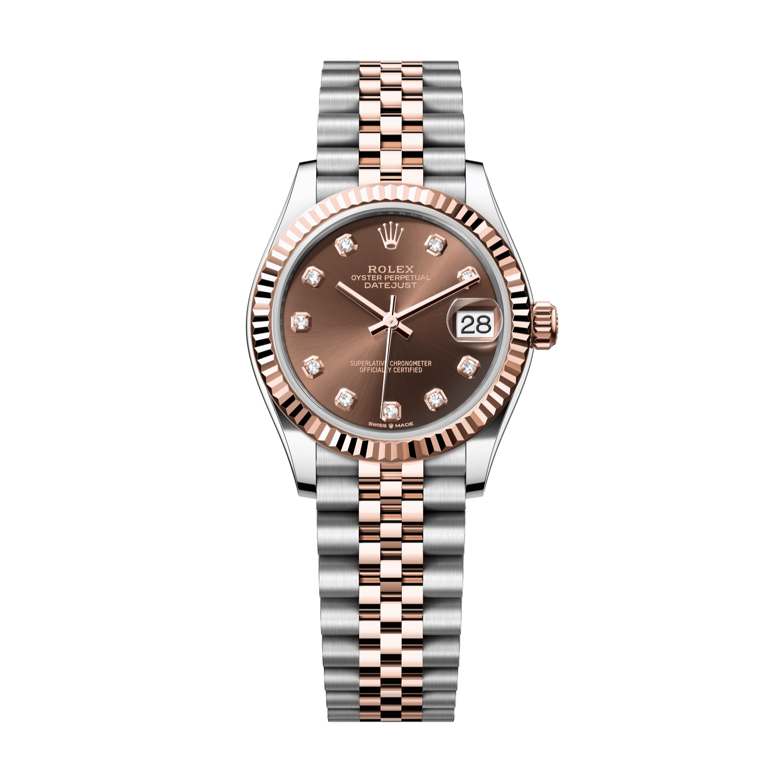 Rolex Datejust 31mm Chocolate Diamond Dial Oystersteel &amp; Everose Gold 278271-0028 - WATCHXNYC