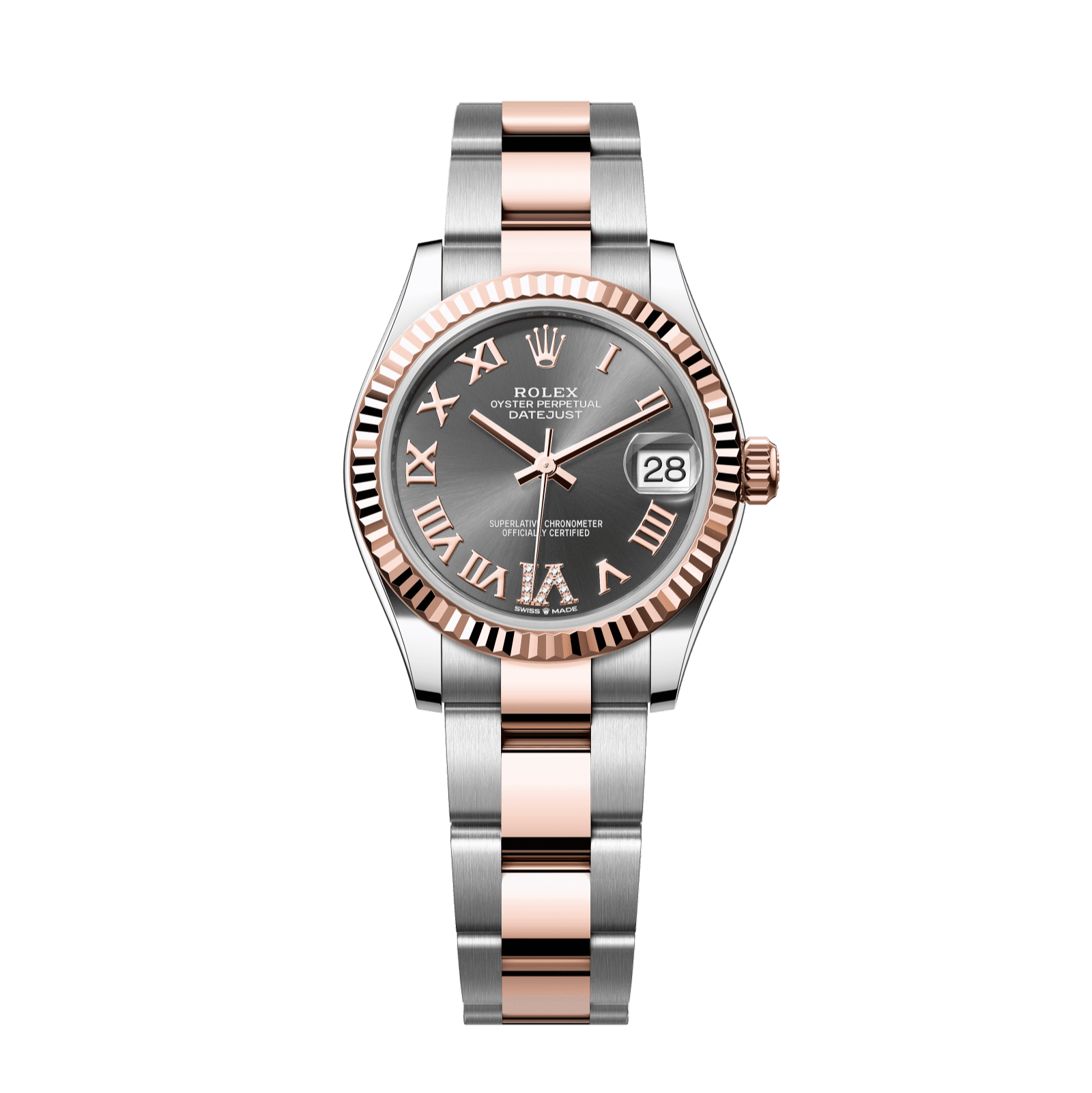 Rolex Datejust 31mm Slate Diamond Dial Oystersteel &amp; Everose Gold 278271-0029 - WATCHXNYC