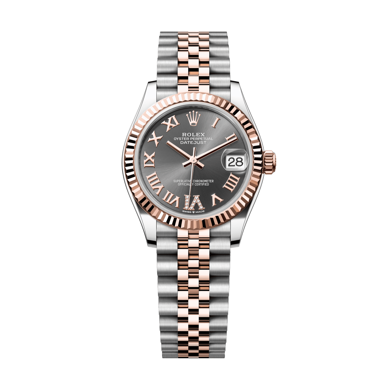 Rolex Datejust 31mm Slate Diamond Dial Oystersteel &amp; Everose Gold 278271-0030 - WATCHXNYC