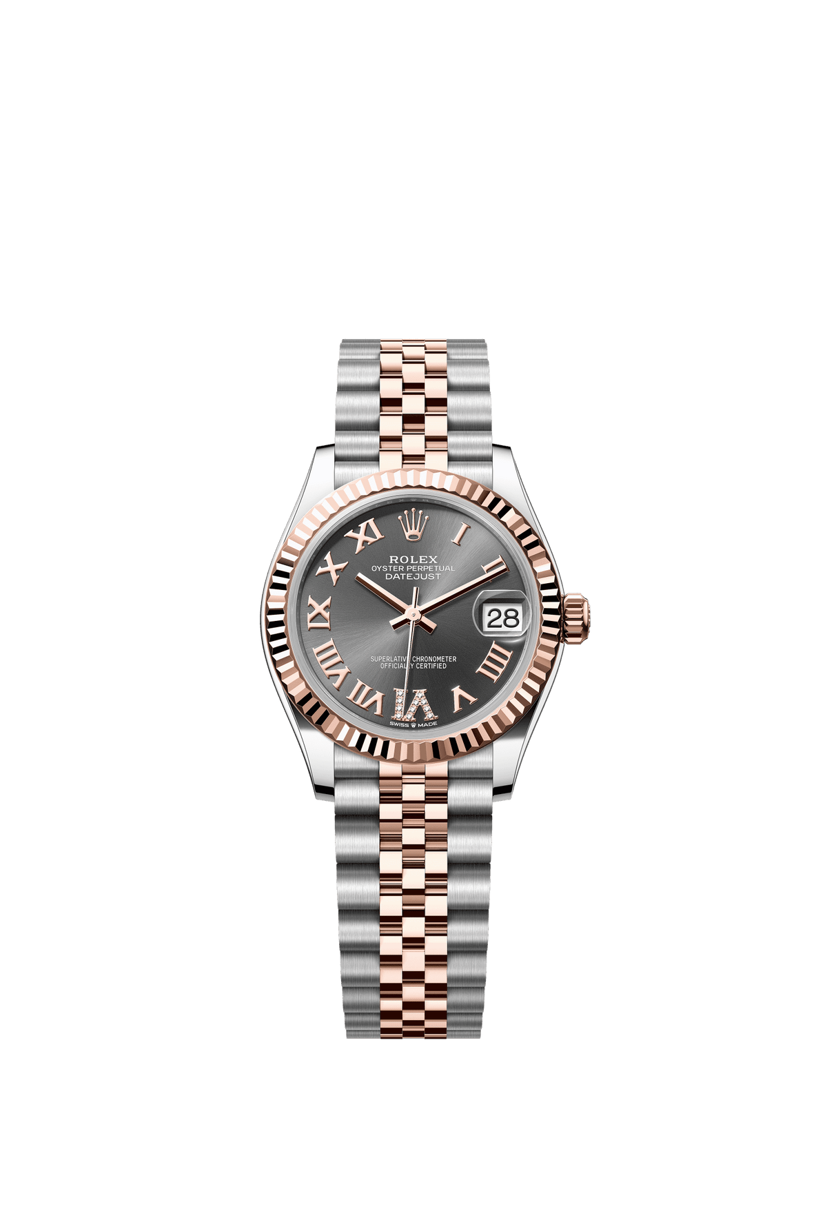 Rolex Datejust 31mm Slate Diamond Dial Oystersteel &amp; Everose Gold 278271 - WATCHXNYC