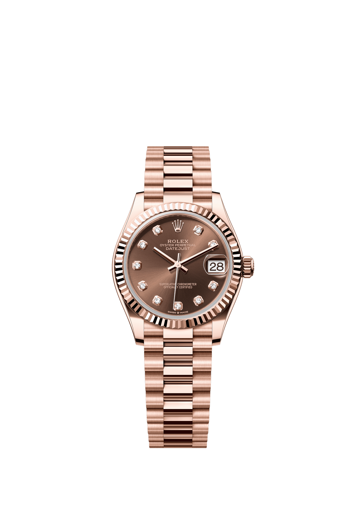 Rolex Datejust 31mm Chocolate Diamond Dial Everose Gold 278275 - WATCHXNYC