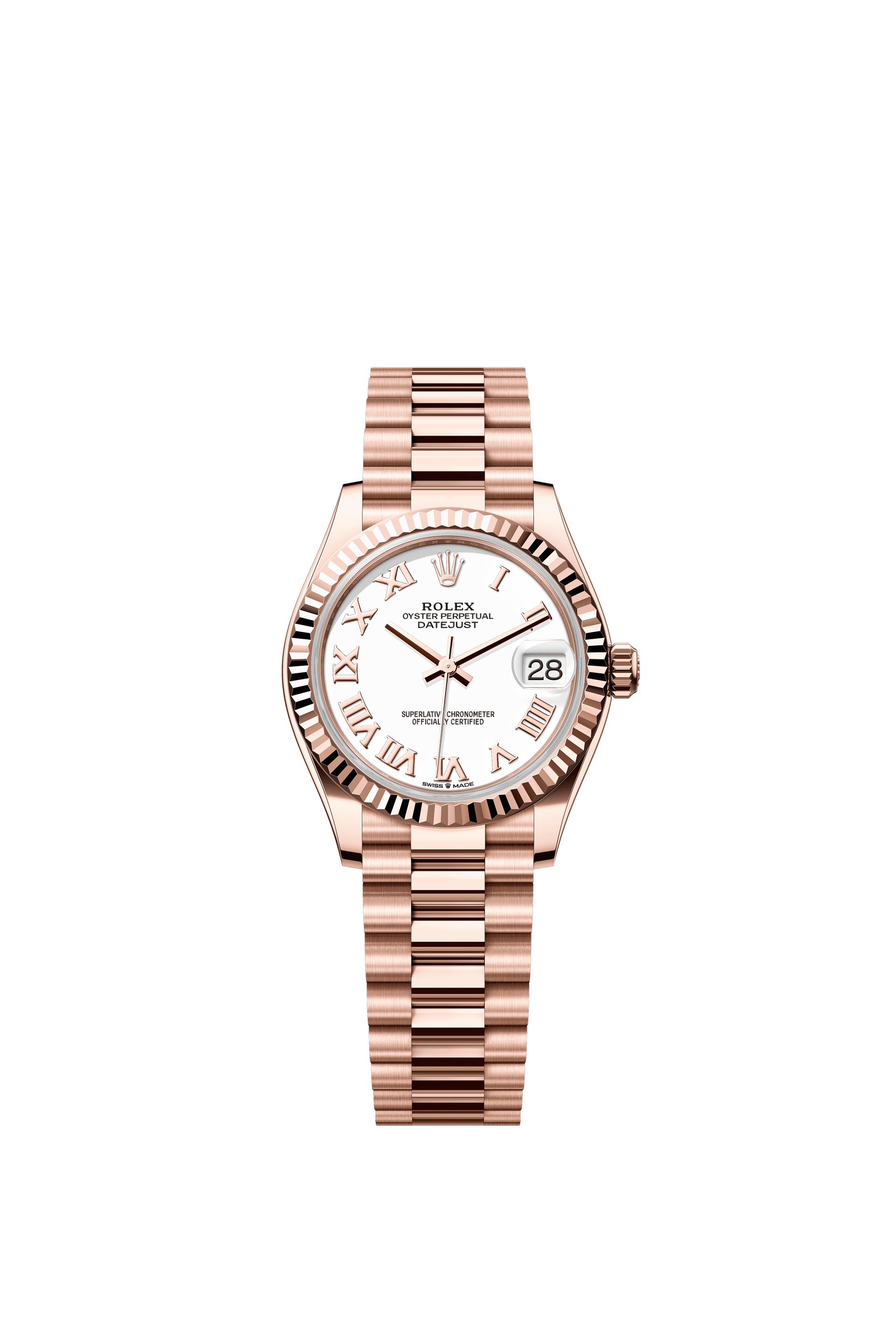 Rolex Datejust 31mm White Dial Everose Gold 278275 - WATCHXNYC