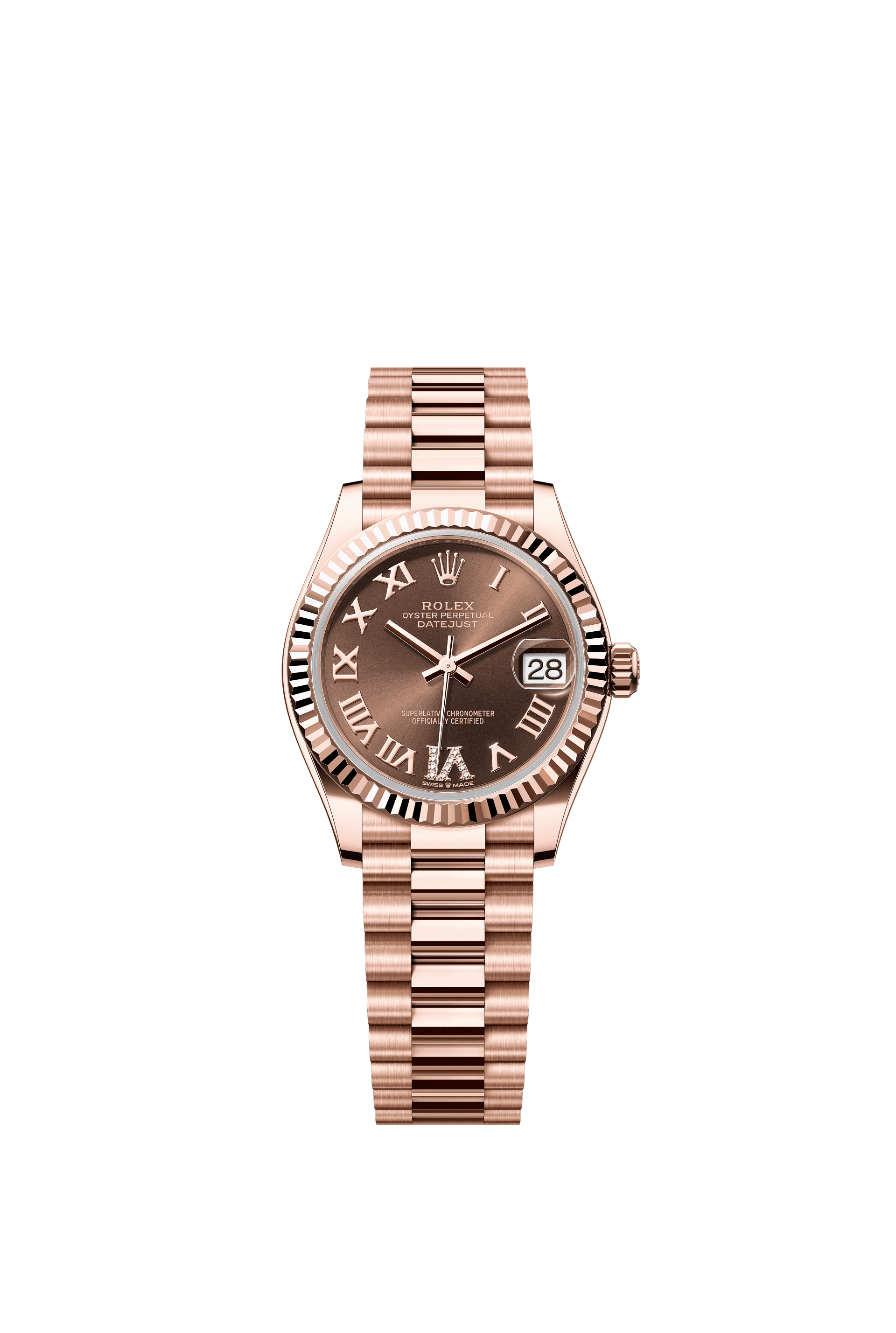 Rolex Datejust 31mm Chocolate Diamond Dial Everose Gold 278275 - WATCHXNYC