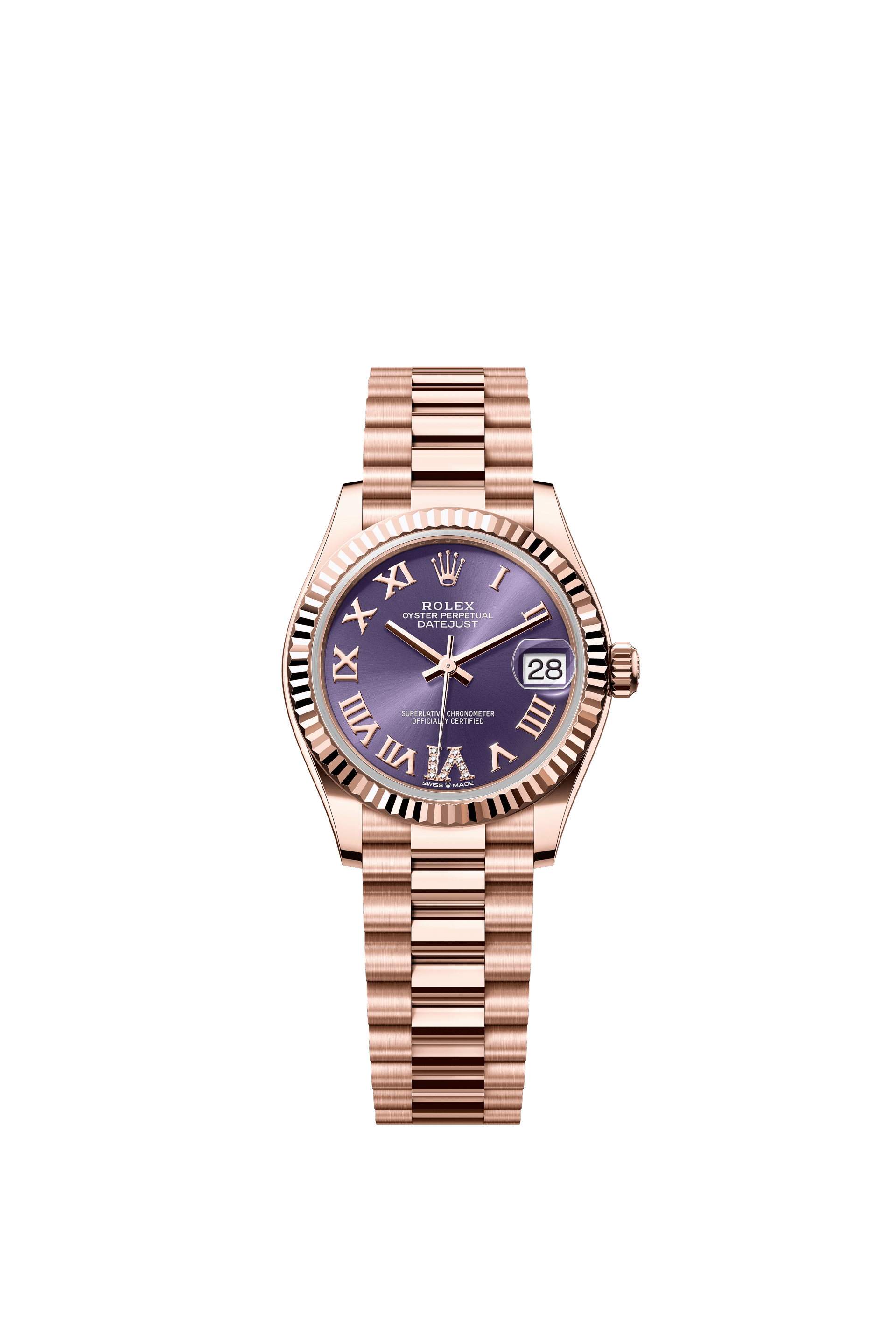 Rolex Datejust 31mm Aubergine Diamond Dial Everose Gold 278275 - WATCHXNYC