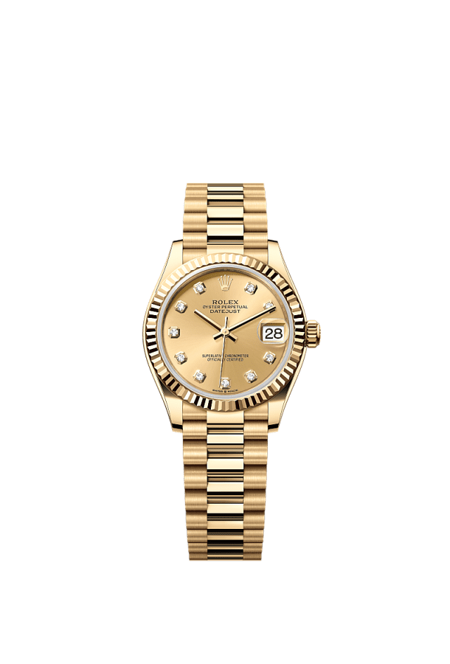 Rolex Datejust 31mm Champagne Diamond Dial Yellow Gold m278278-0009 - WATCHXNYC