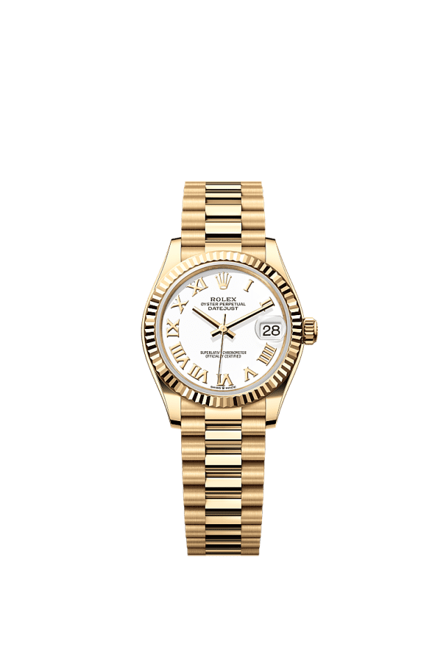 Rolex Datejust 31mm White Dial Yellow Gold m278278-0020 - WATCHXNYC