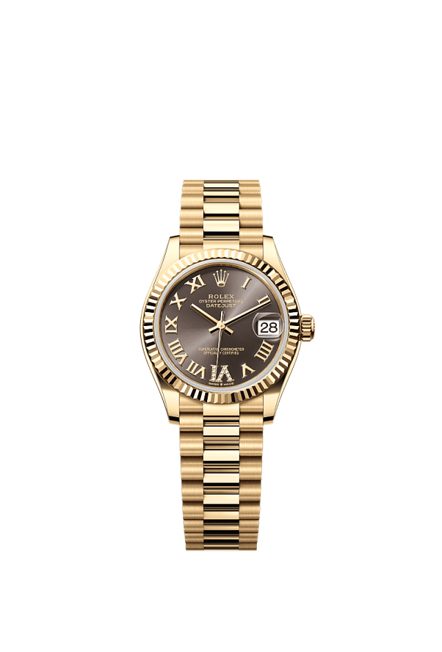 Rolex Datejust 31mm Dark Grey Diamond Dial Yellow Gold m278278-0032 - WATCHXNYC