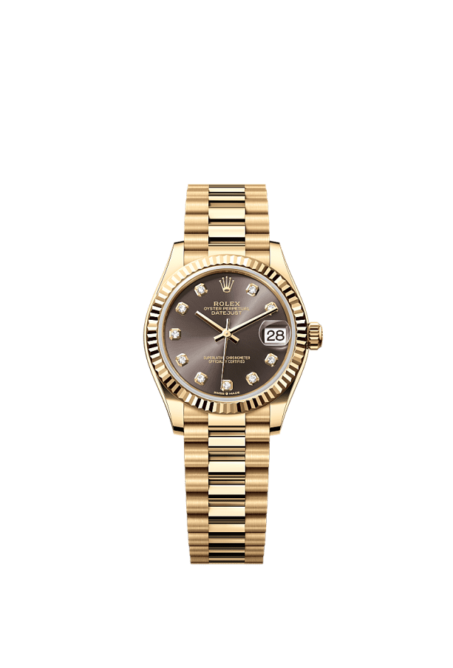 Rolex Datejust 31mm Dark Grey Diamond Dial Yellow Gold m278278-0036 - WATCHXNYC
