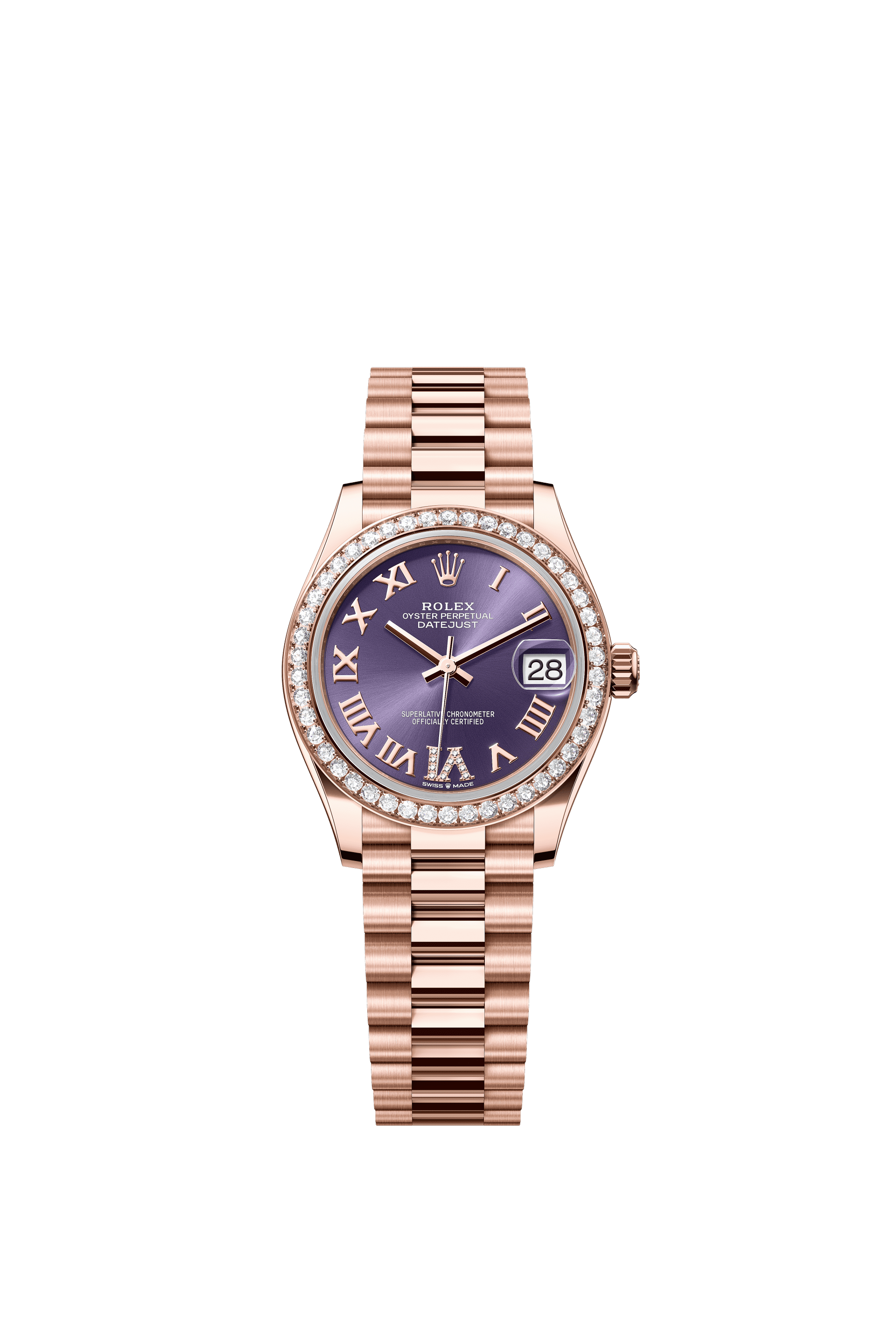 Rolex Datejust 31mm Aubergine Diamond Dial Everose Gold 278285RBR - WATCHXNYC