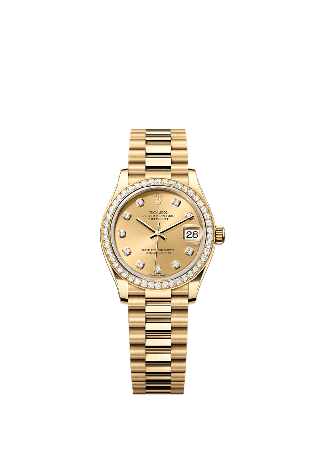 Rolex Datejust 31mm Champagne Diamond Dial Yellow Gold m278288rbr-0005 - WATCHXNYC