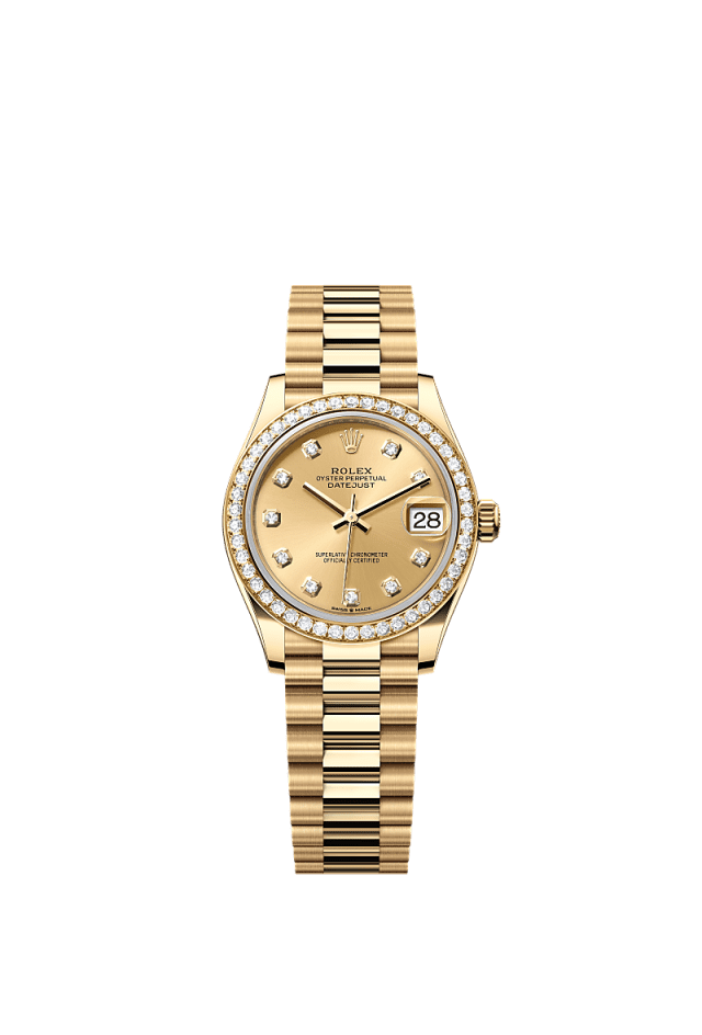 Rolex Datejust 31mm Champagne Diamonds Dial Yellow Gold 278288RBR - WATCHXNYC