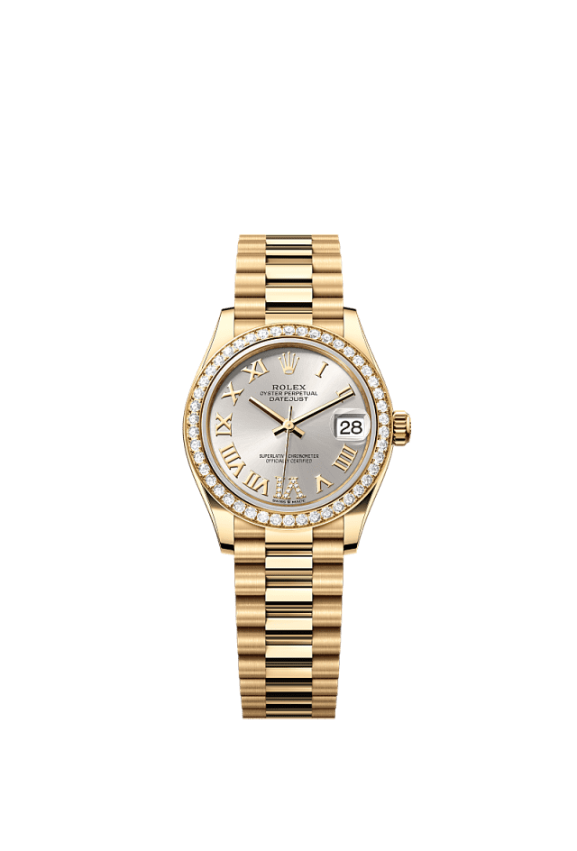Rolex Datejust 31mm Silver Diamond Dial Yellow Gold m278288rbr-0020 - WATCHXNYC