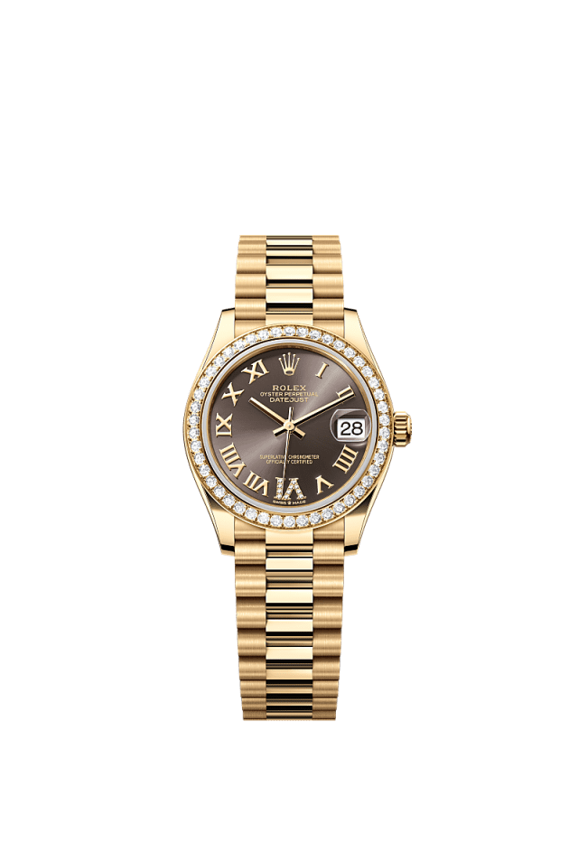 Rolex Datejust 31mm Dark Grey Diamond Dial Yellow Gold m278288rbr-0026 - WATCHXNYC