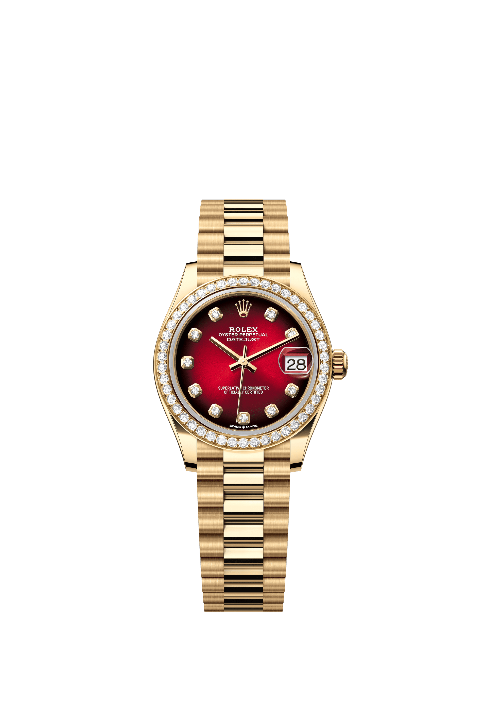Rolex Datejust 31mm Red Ombré Diamond Dial Yellow Gold 278288RBR - WATCHXNYC