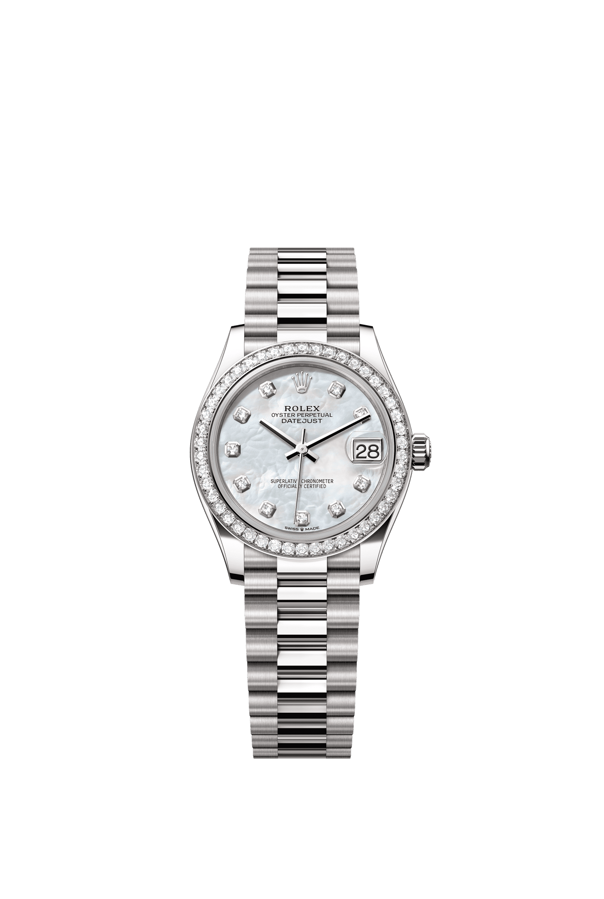 Rolex Datejust 31mm White Mother-Of-Pearl Diamond Dial White Gold 278289RBR - WATCHXNYC