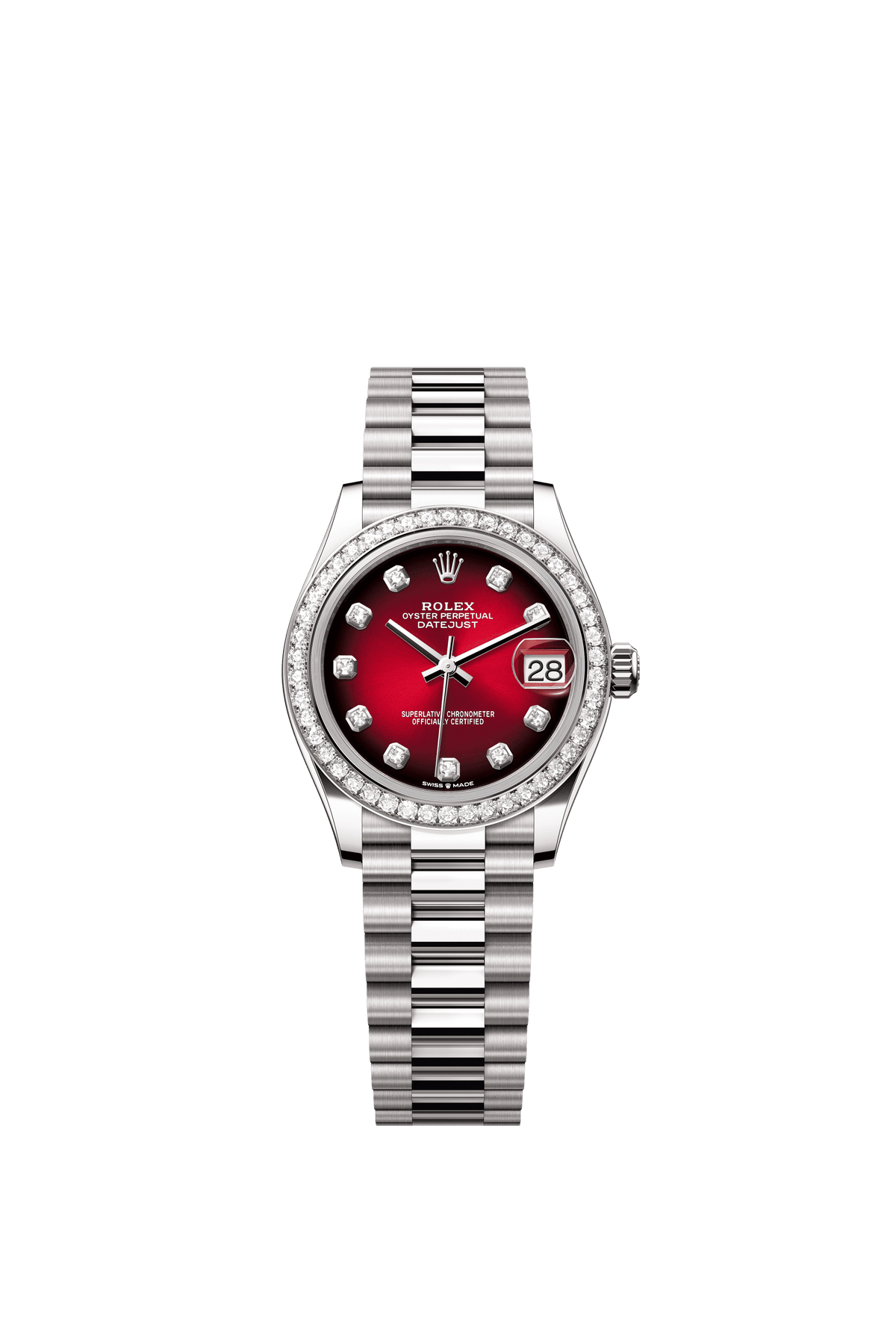 Rolex Datejust 31mm Red Ombré Diamond Dial White Gold 278289RBR - WATCHXNYC