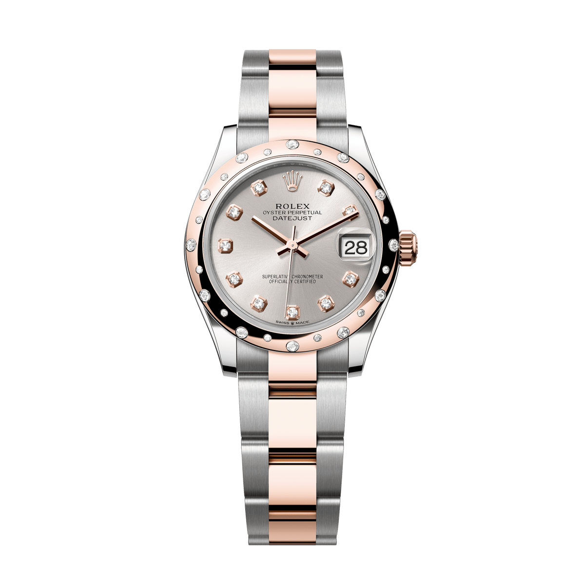 Rolex Datejust 31mm Silver Diamond Dial Oystersteel &amp; Everose Gold 278341rbr-0015 - WATCHXNYC