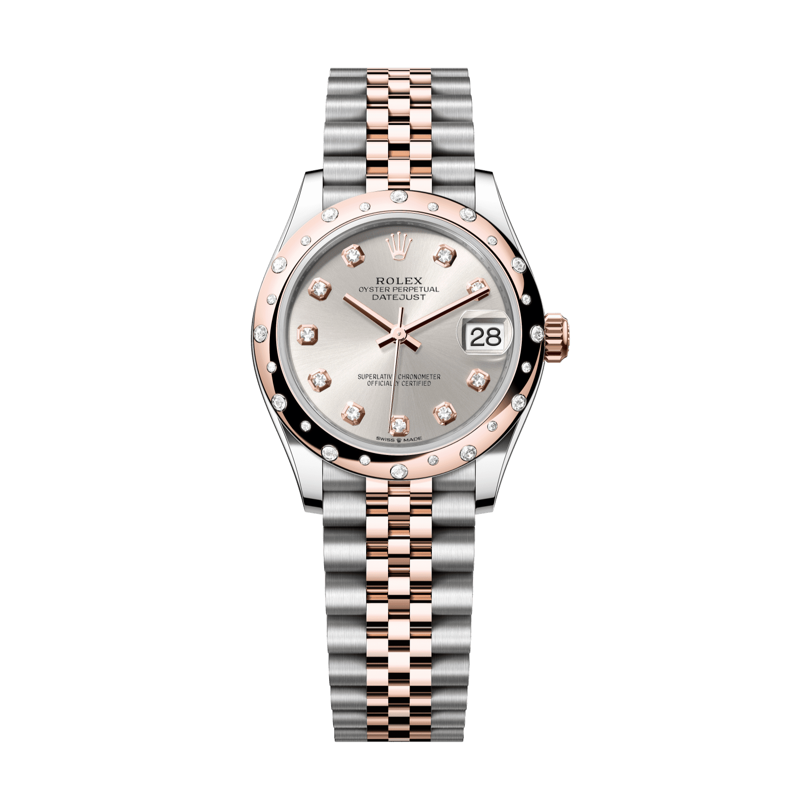 Rolex Datejust 31mm Silver Diamond Dial Oystersteel &amp; Everose Gold 278341rbr-0016 - WATCHXNYC