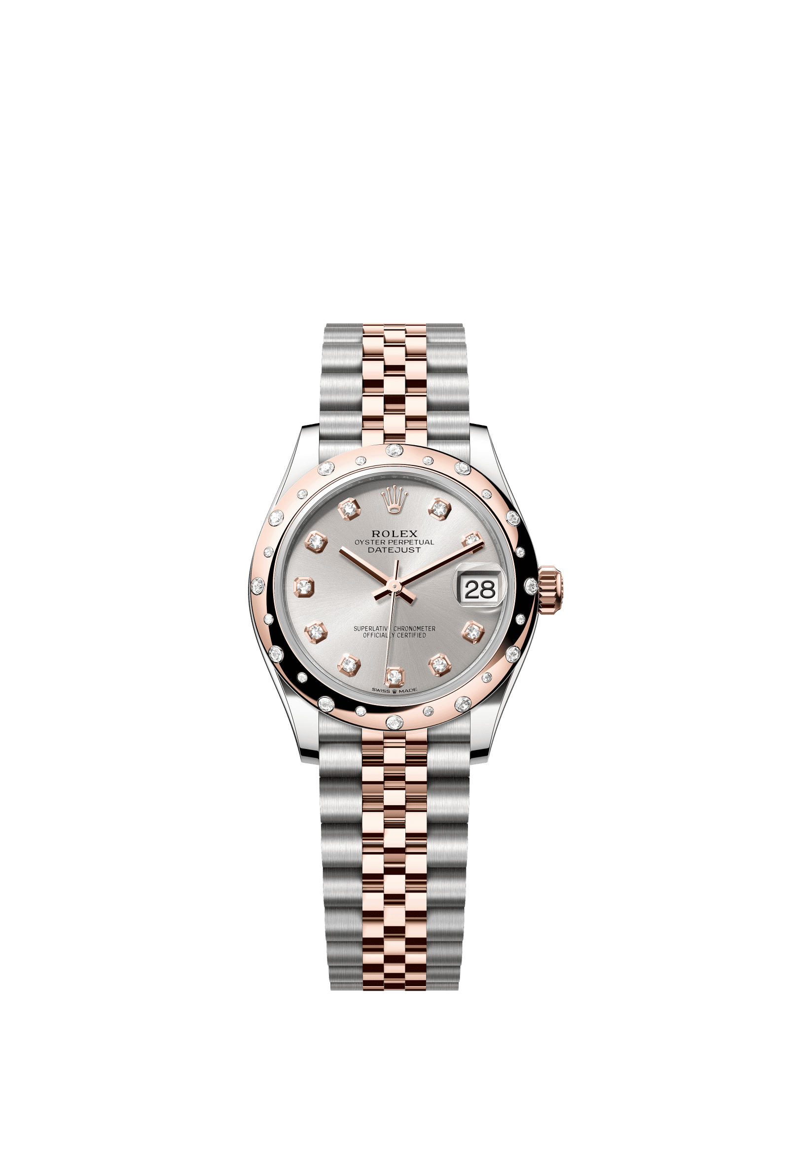 Rolex Datejust 31mm Silver Diamond Dial Oystersteel &amp; Everose Gold 278341RBR - WATCHXNYC