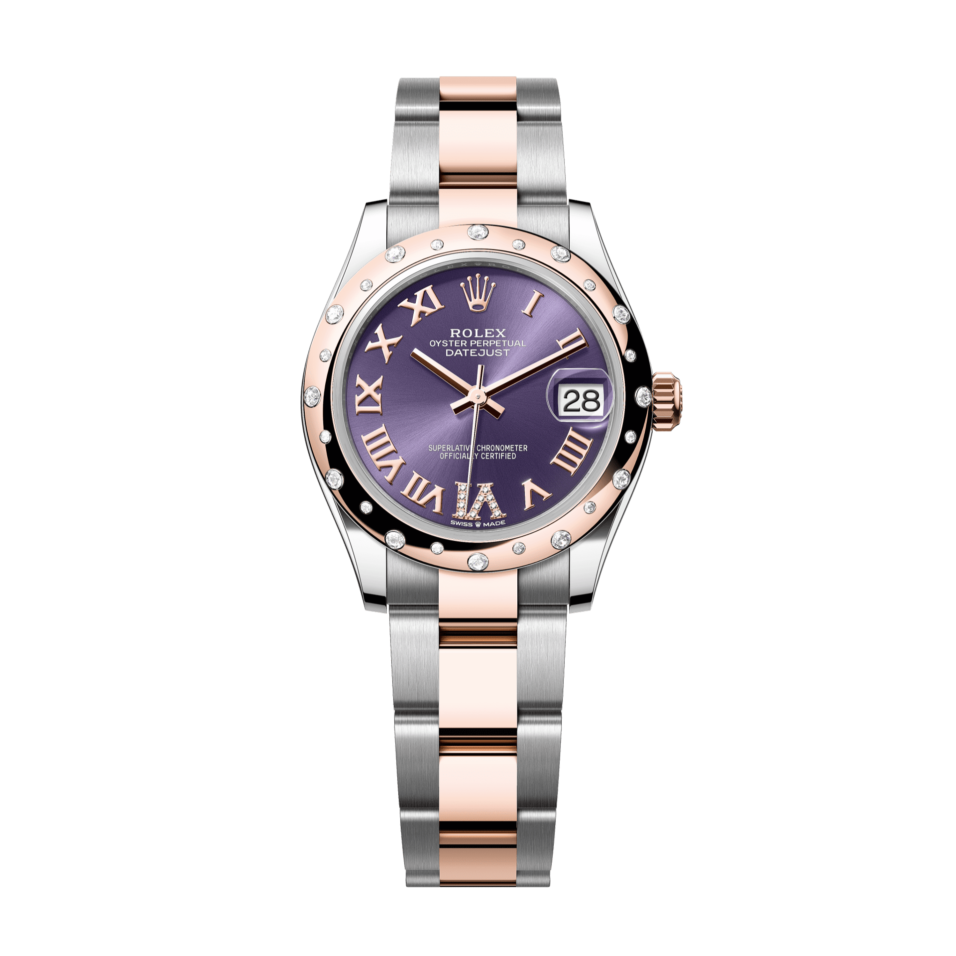 Rolex Datejust 31mm Aubergine Diamond Dial Oystersteel &amp; Everose Gold 278341rbr-0019 - WATCHXNYC