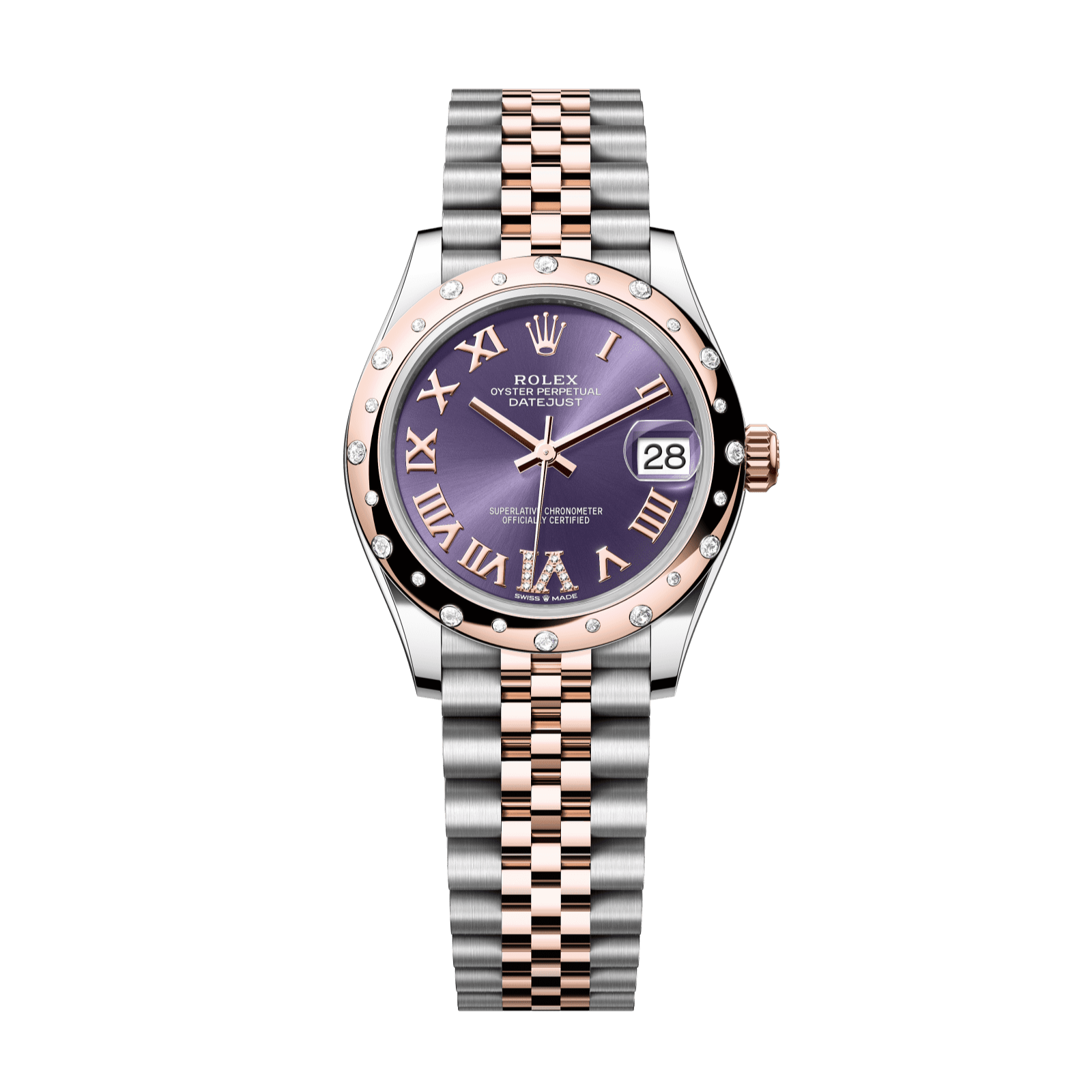 Rolex Datejust 31mm Aubergine Diamond Dial Oystersteel &amp; Everose Gold 278341rbr-0020 - WATCHXNYC
