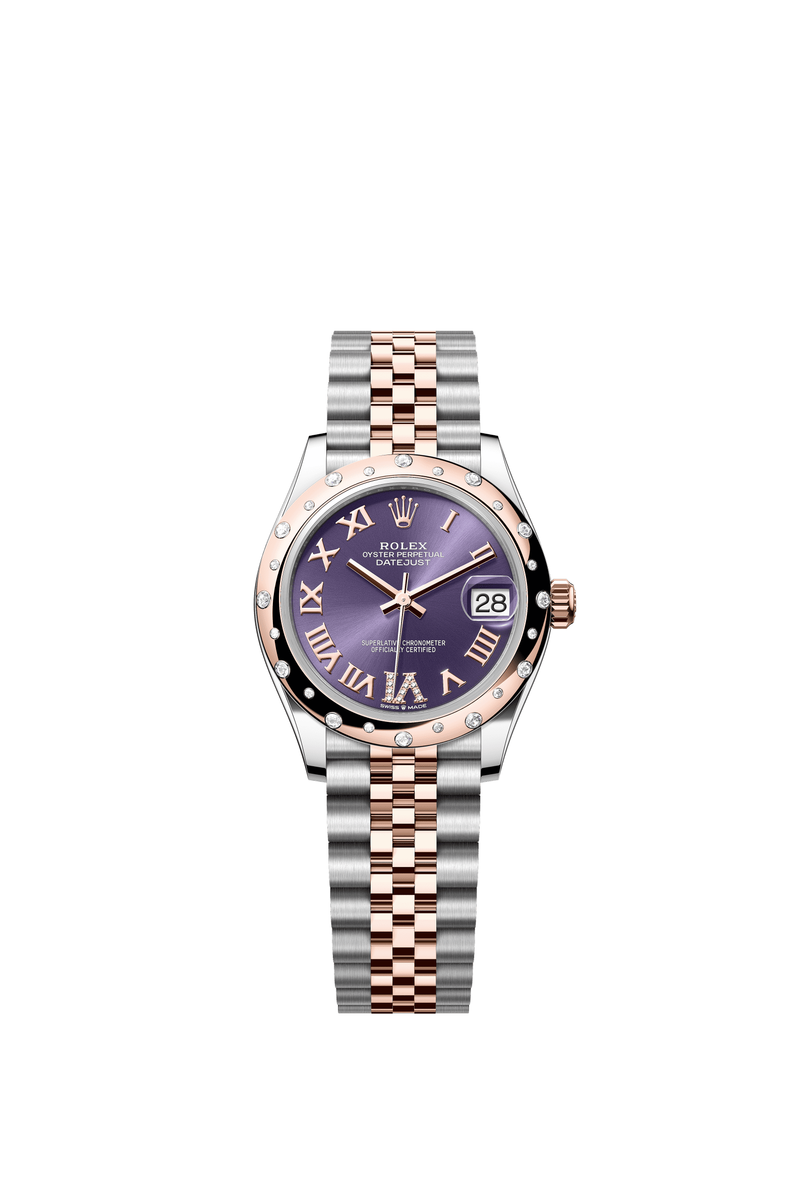 Rolex Datejust 31mm Aubergine Diamond Dial Oystersteel &amp; Everose Gold 278341RBR - WATCHXNYC