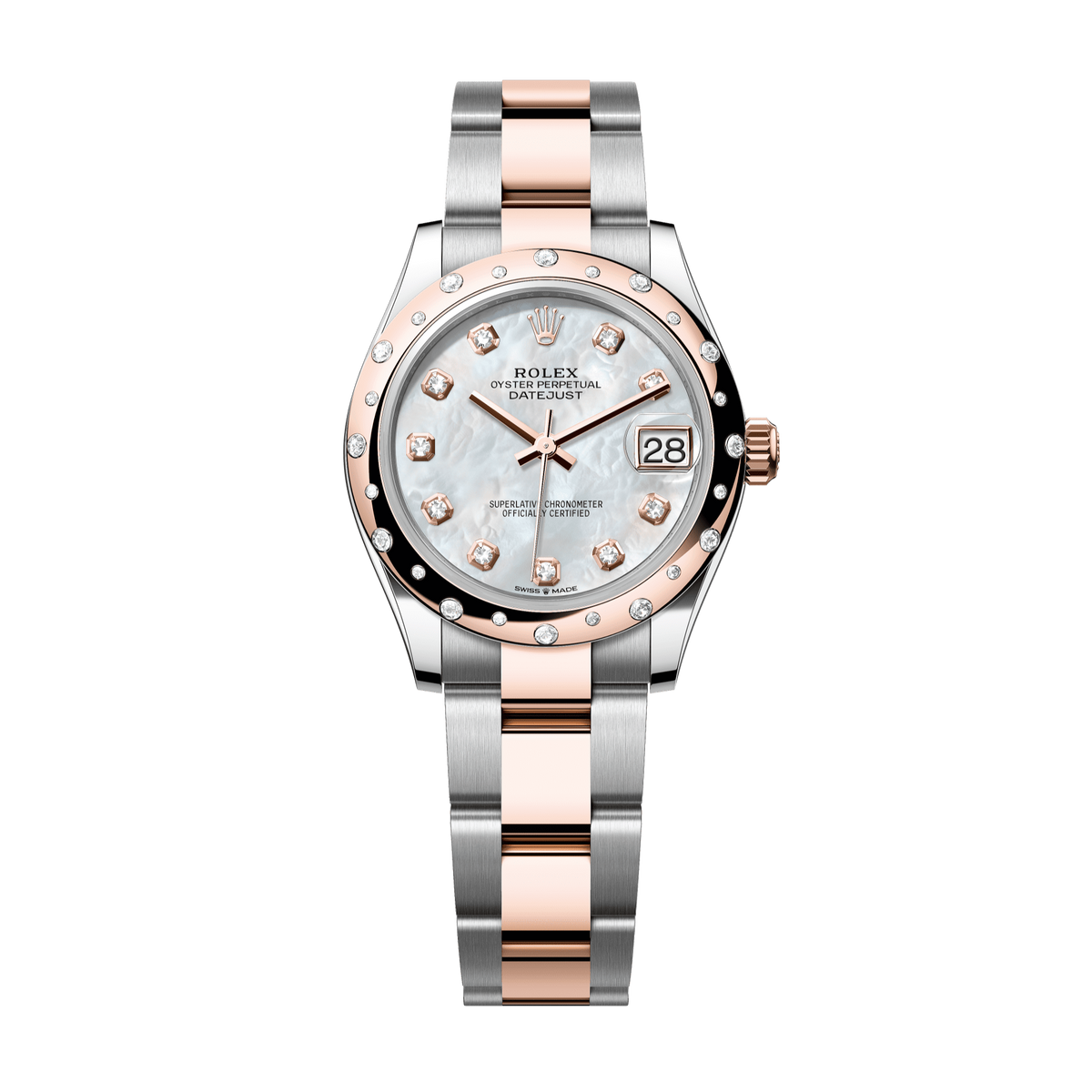 Rolex Datejust 31mm White Mother-Of-Pearl Diamond Dial Oystersteel &amp; Everose Gold 278341rbr-0025 - WATCHXNYC