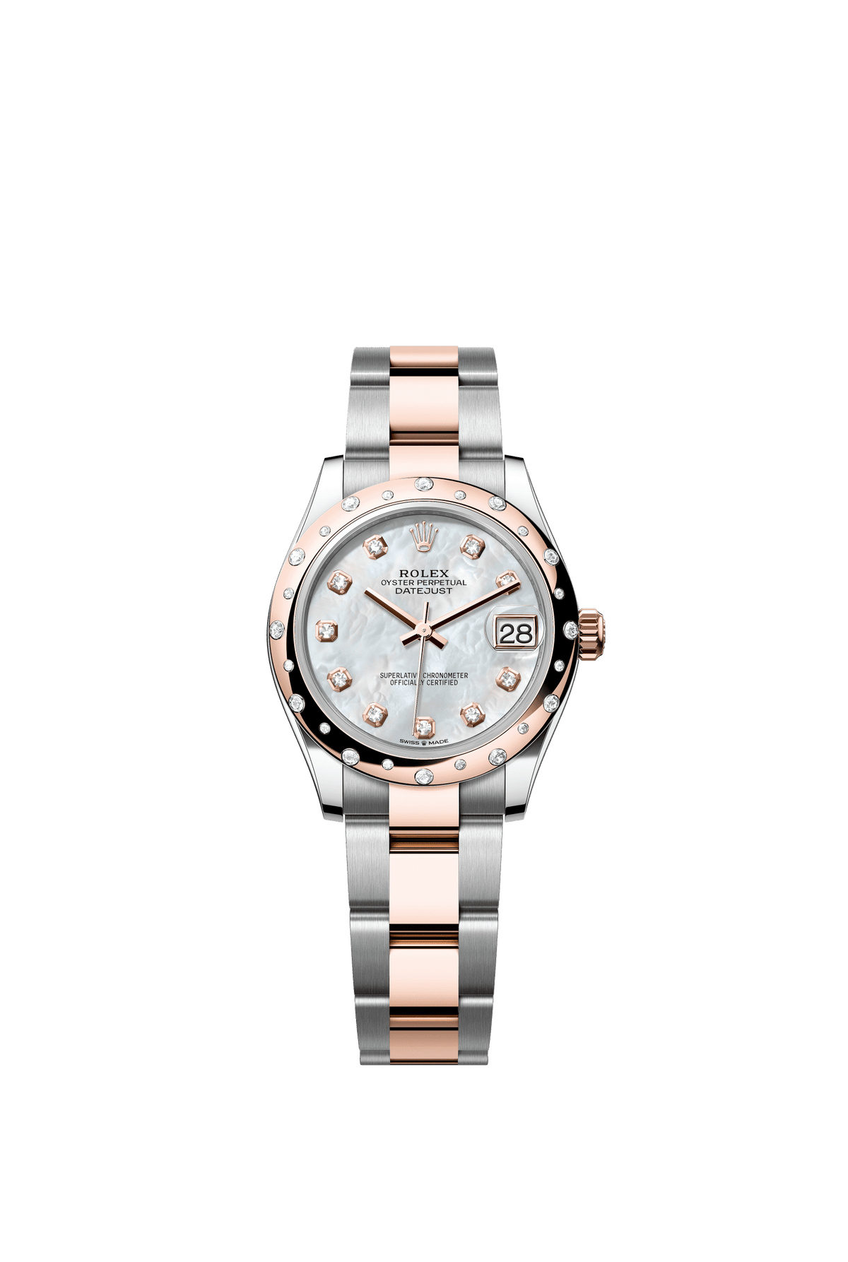 Rolex Datejust 31mm White Mother-Of-Pearl Diamond Dial Oystersteel &amp; Everose Gold 278341RBR - WATCHXNYC