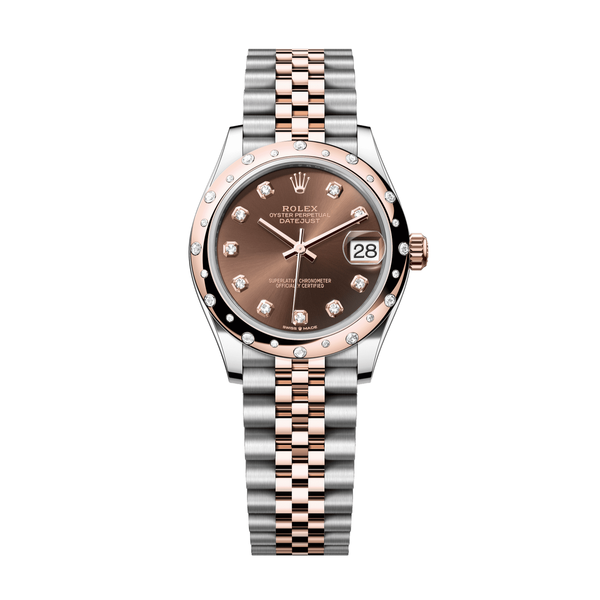Rolex Datejust 31mm Chocolate Diamond Dial Oystersteel &amp; Everose Gold m278341rbr-0028 - WATCHXNYC