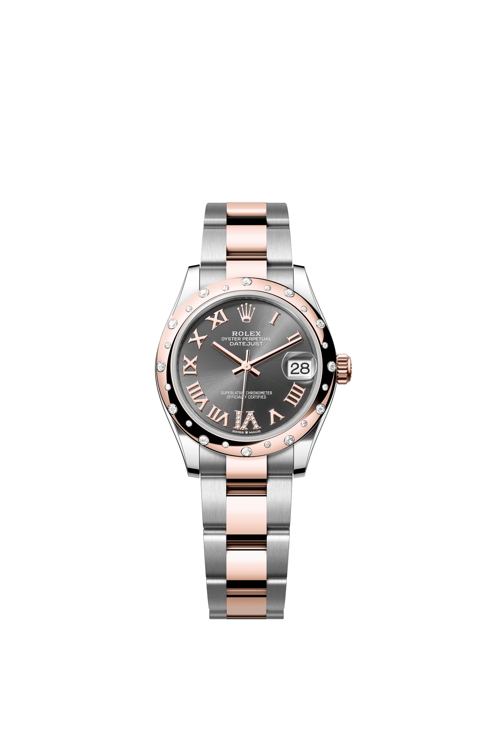 Rolex Datejust 31mm Slate Diamond Dial Oystersteel &amp; Everose Gold m278341rbr-0029 - WATCHXNYC