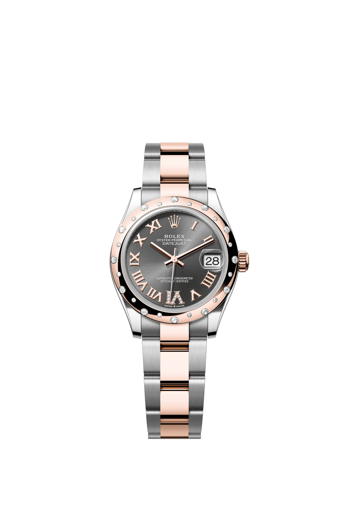 Rolex Datejust 31mm Slate Diamond Dial Oystersteel &amp; Everose Gold 278341RBR - WATCHXNYC