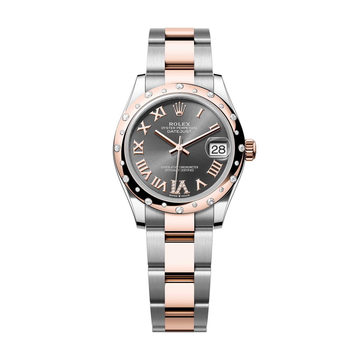 Rolex Datejust 31mm Slate Diamond Dial Oystersteel &amp; Everose Gold 278341rbr-0029 - WATCHXNYC