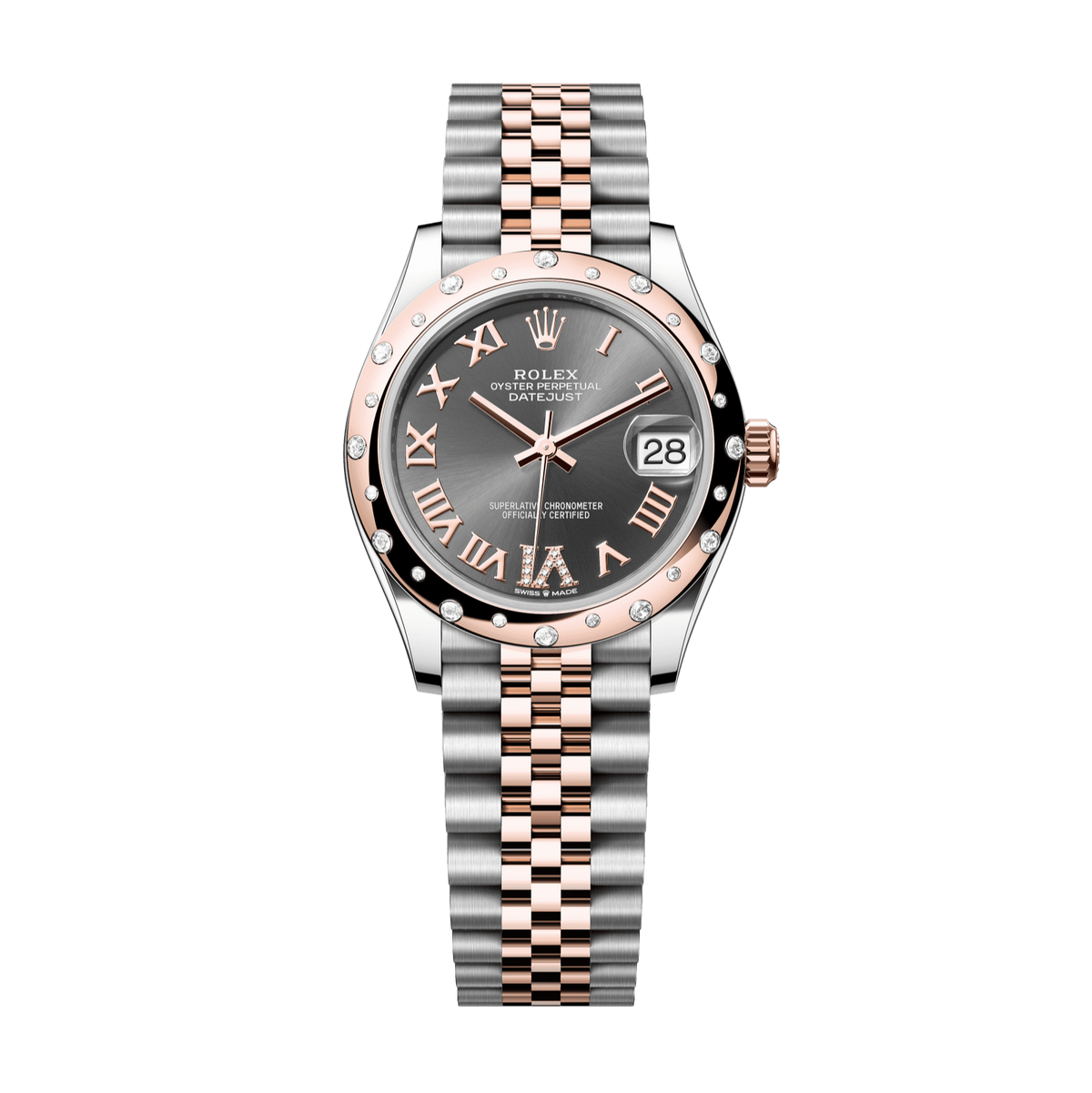 Rolex Datejust 31mm Slate Diamond Dial Oystersteel &amp; Everose Gold 278341rbr-0030 - WATCHXNYC