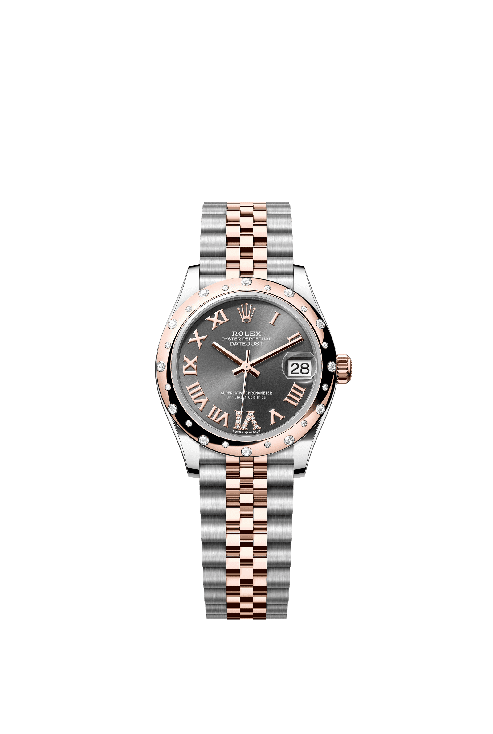 Rolex Datejust 31mm Slate Diamond Dial Oystersteel &amp; Everose Gold 278341RBR - WATCHXNYC