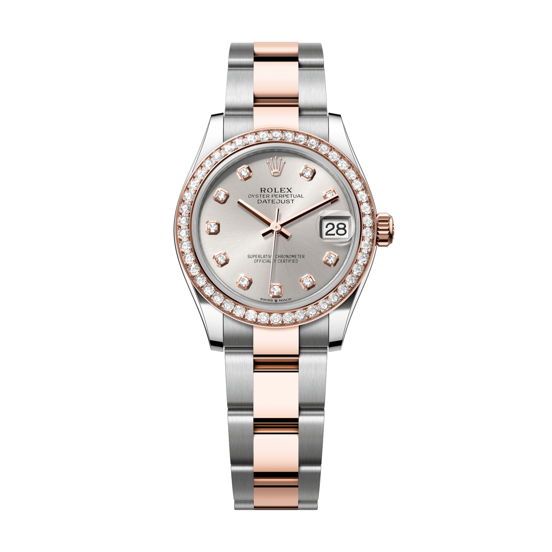 Rolex Datejust 31mm Silver Diamond Dial Oystersteel &amp; Everose Gold 278381rbr-0015 - WATCHXNYC