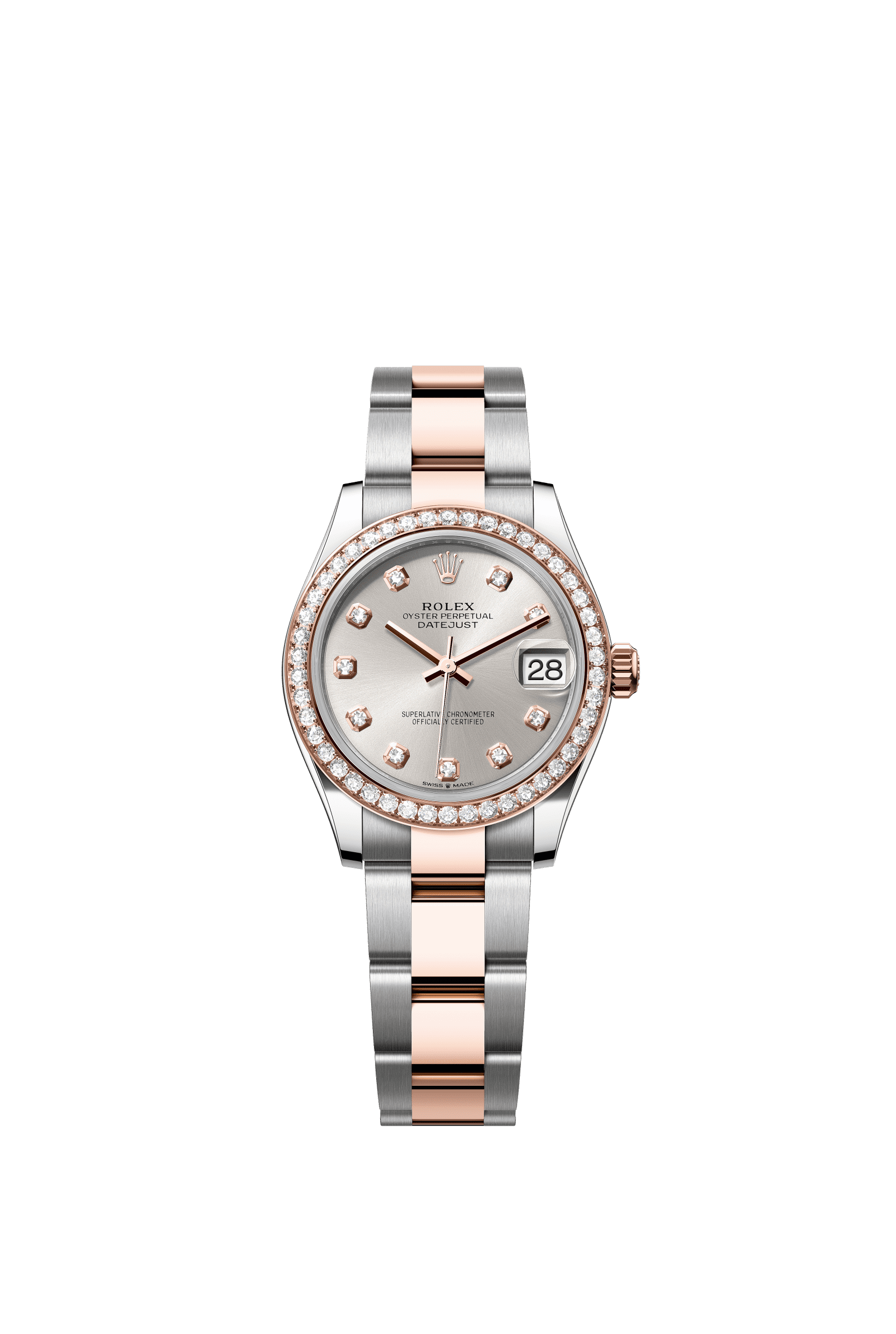 Rolex Datejust 31mm Silver Diamond Dial Oystersteel &amp; Everose Gold 278381RBR - WATCHXNYC