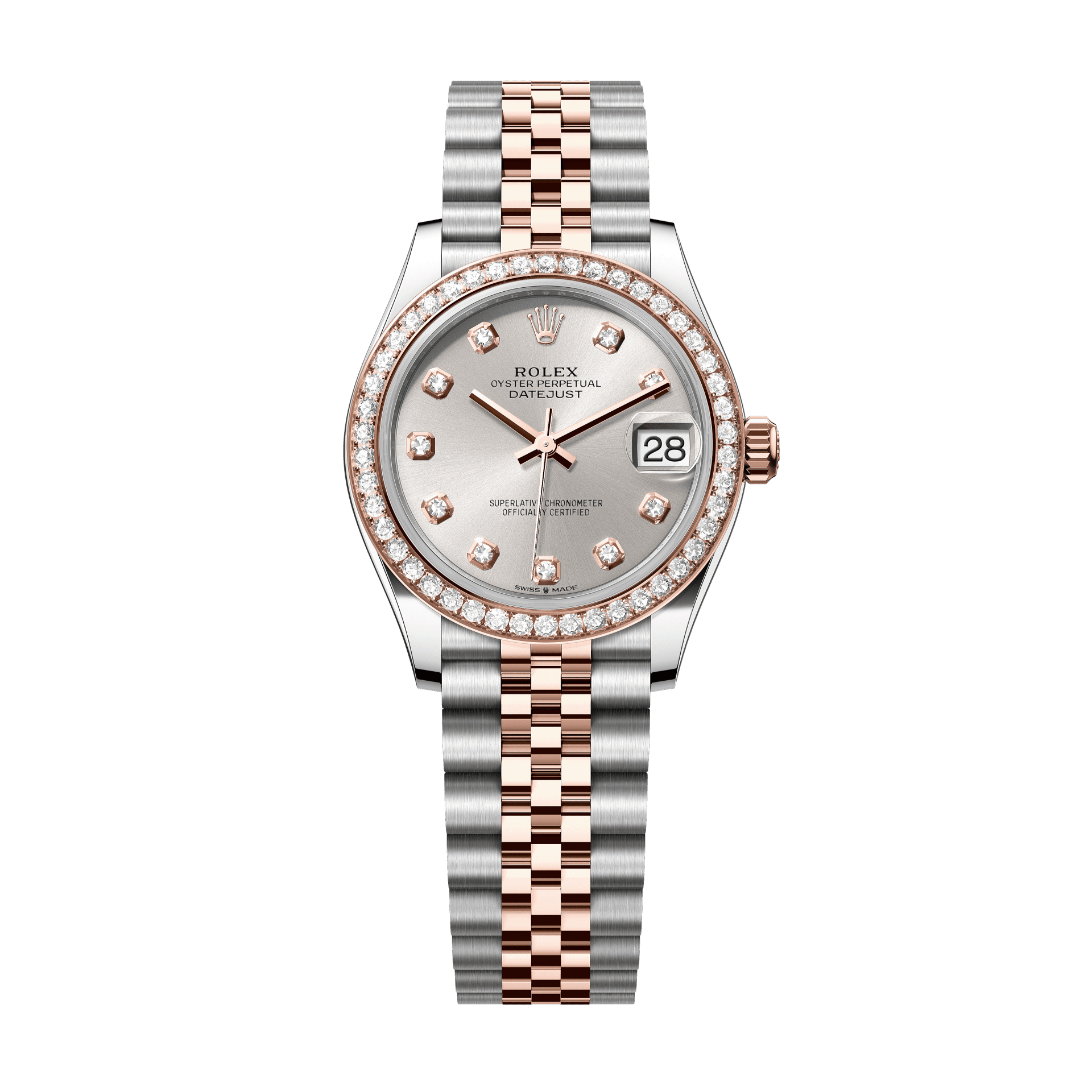 Rolex Datejust 31mm Silver Diamond Dial Oystersteel &amp; Everose Gold 278381rbr-0016 - WATCHXNYC
