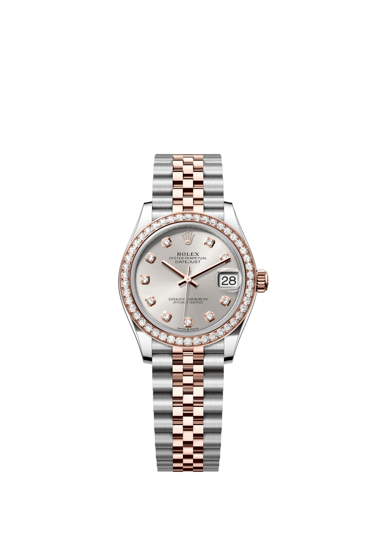 Rolex Datejust 31mm Silver Diamond Dial Oystersteel &amp; Everose Gold 278381RBR - WATCHXNYC