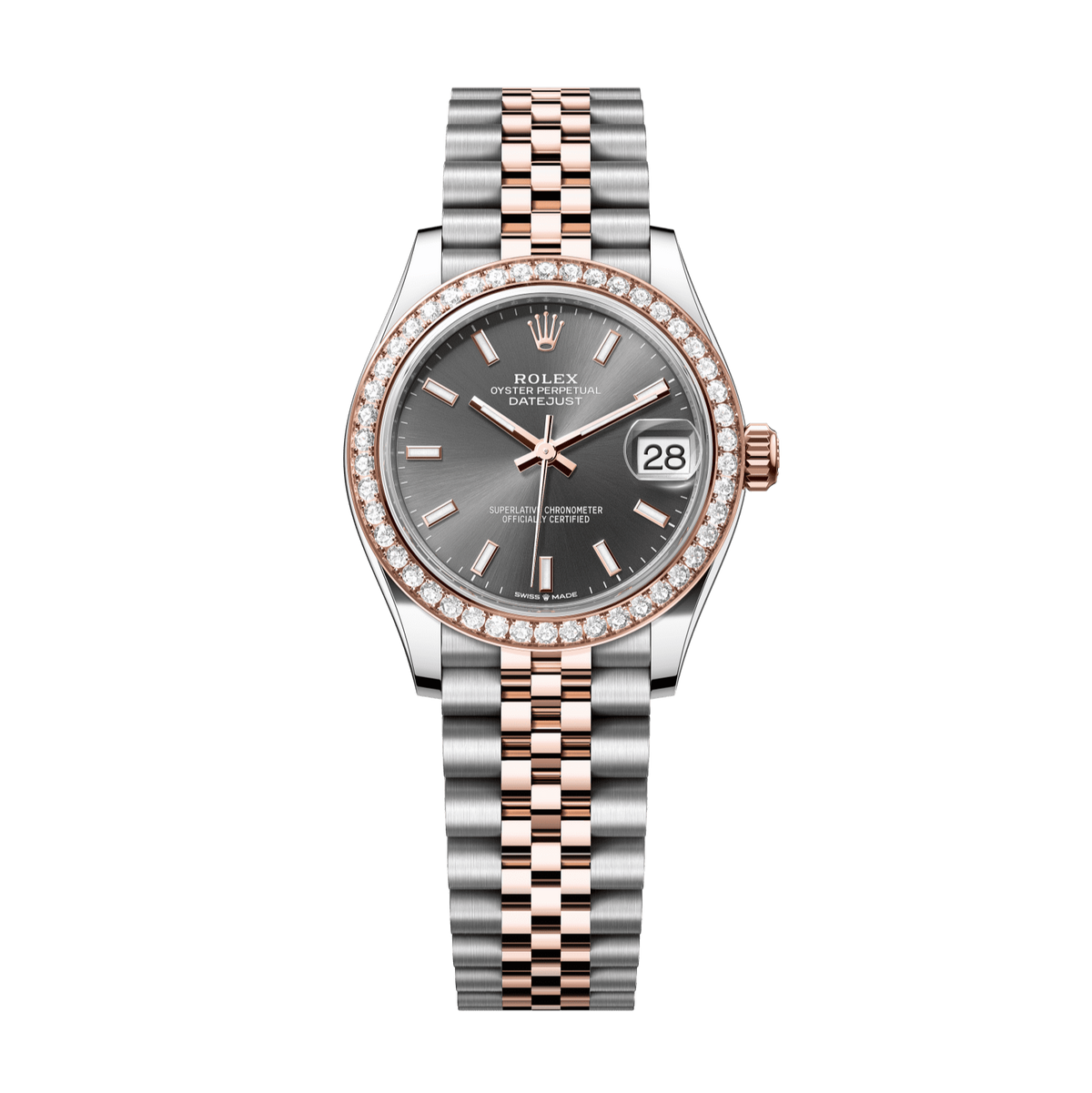 Rolex Datejust 31mm Slate Dial Oystersteel &amp; Everose Gold 278381rbr-0018 - WATCHXNYC