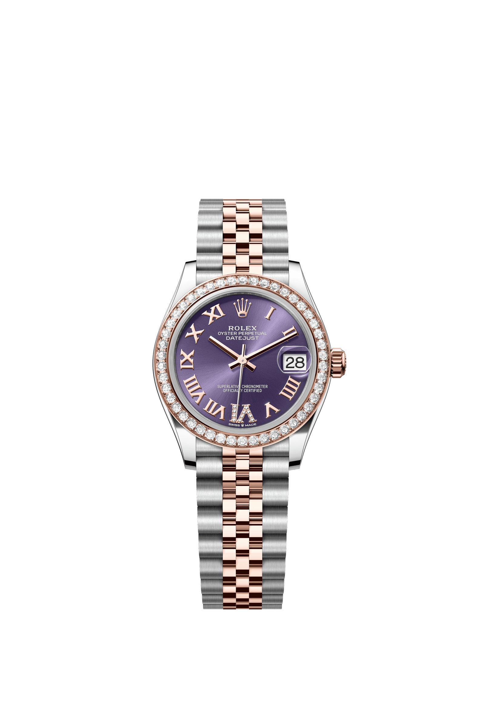 Rolex Datejust 31mm Aubergine Diamond Dial Oystersteel &amp; Everose Gold 278381RBR - WATCHXNYC